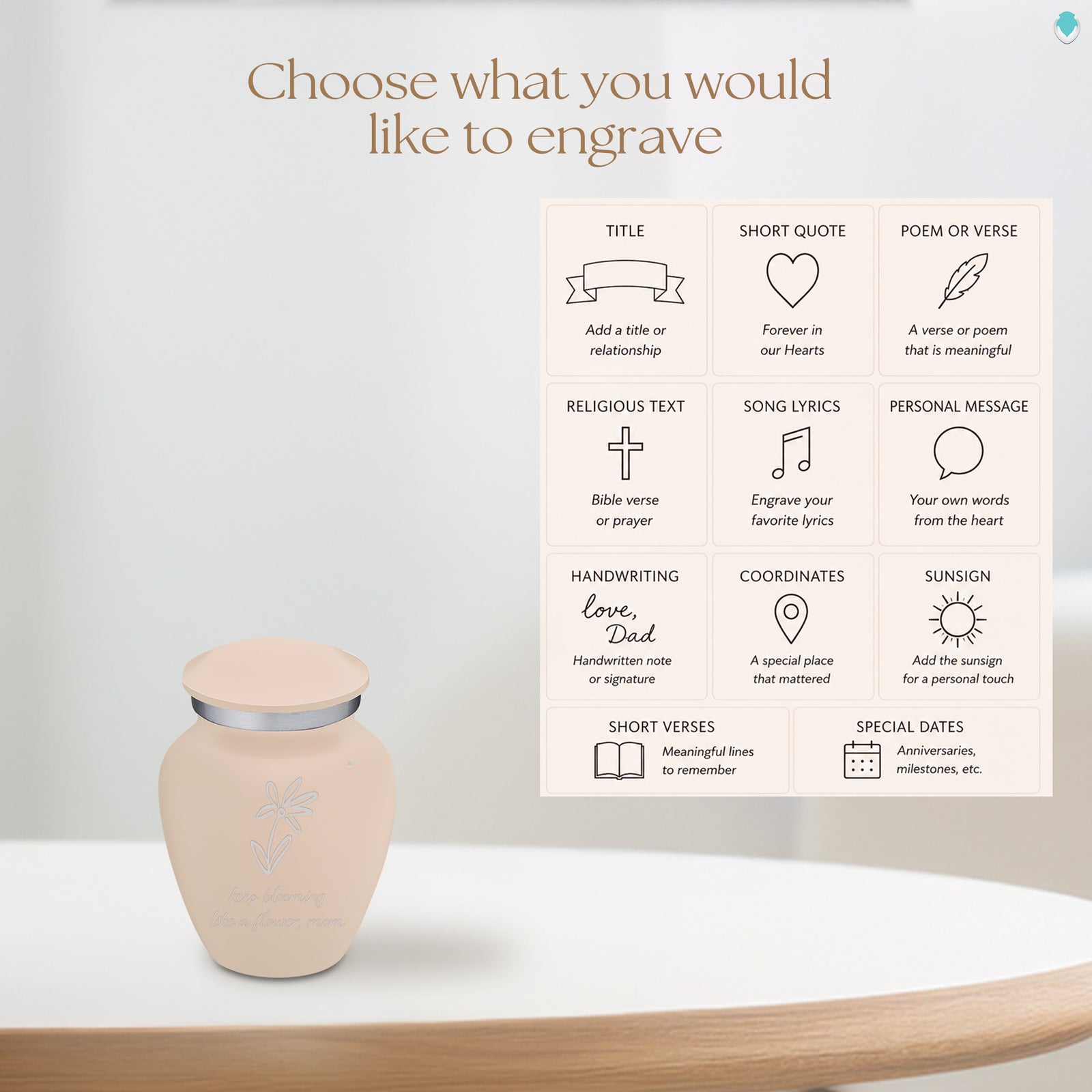 Keepsake Embrace Cream Handwritten Cremation Urn