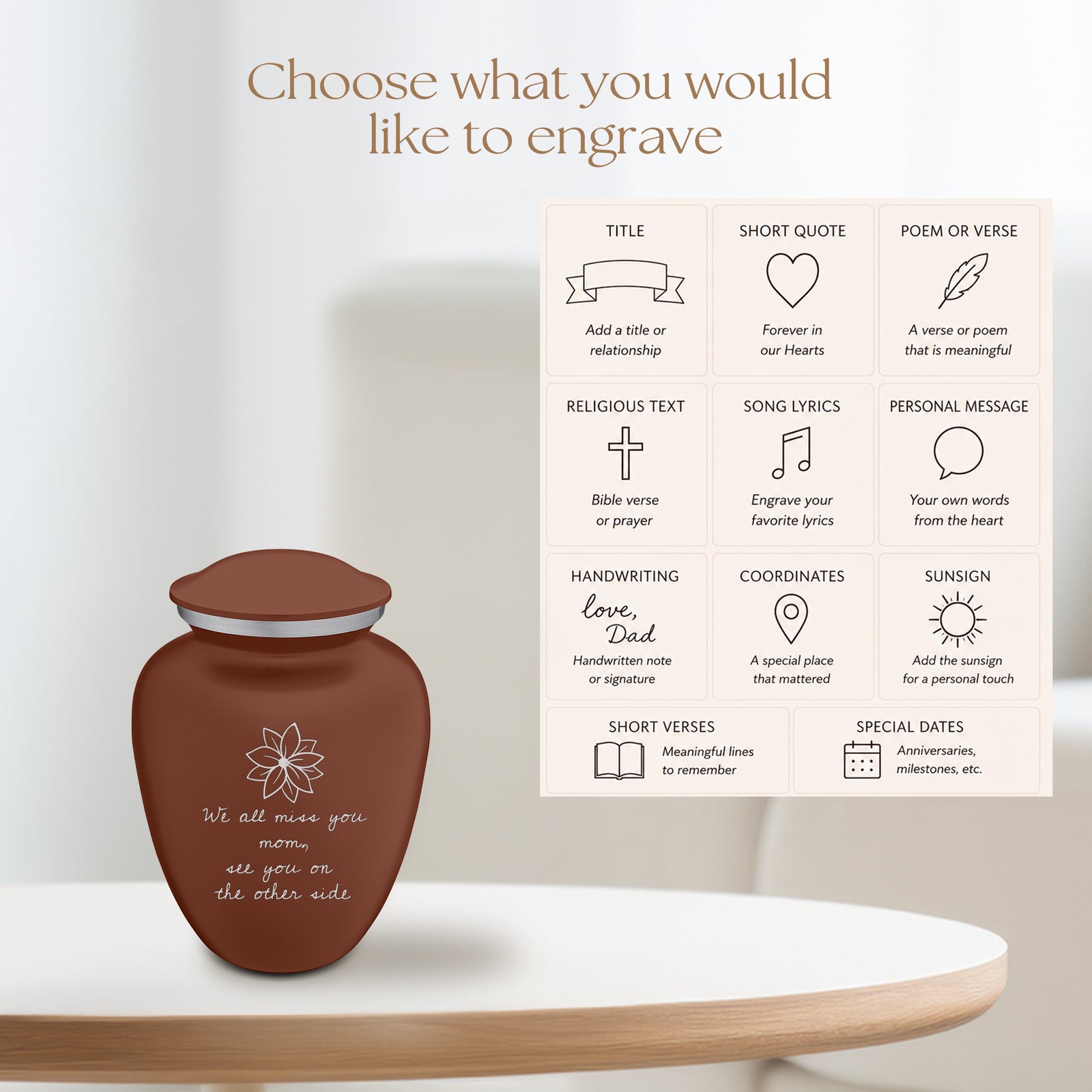 Medium Embrace Handwritten Memorial Cremation Urn
