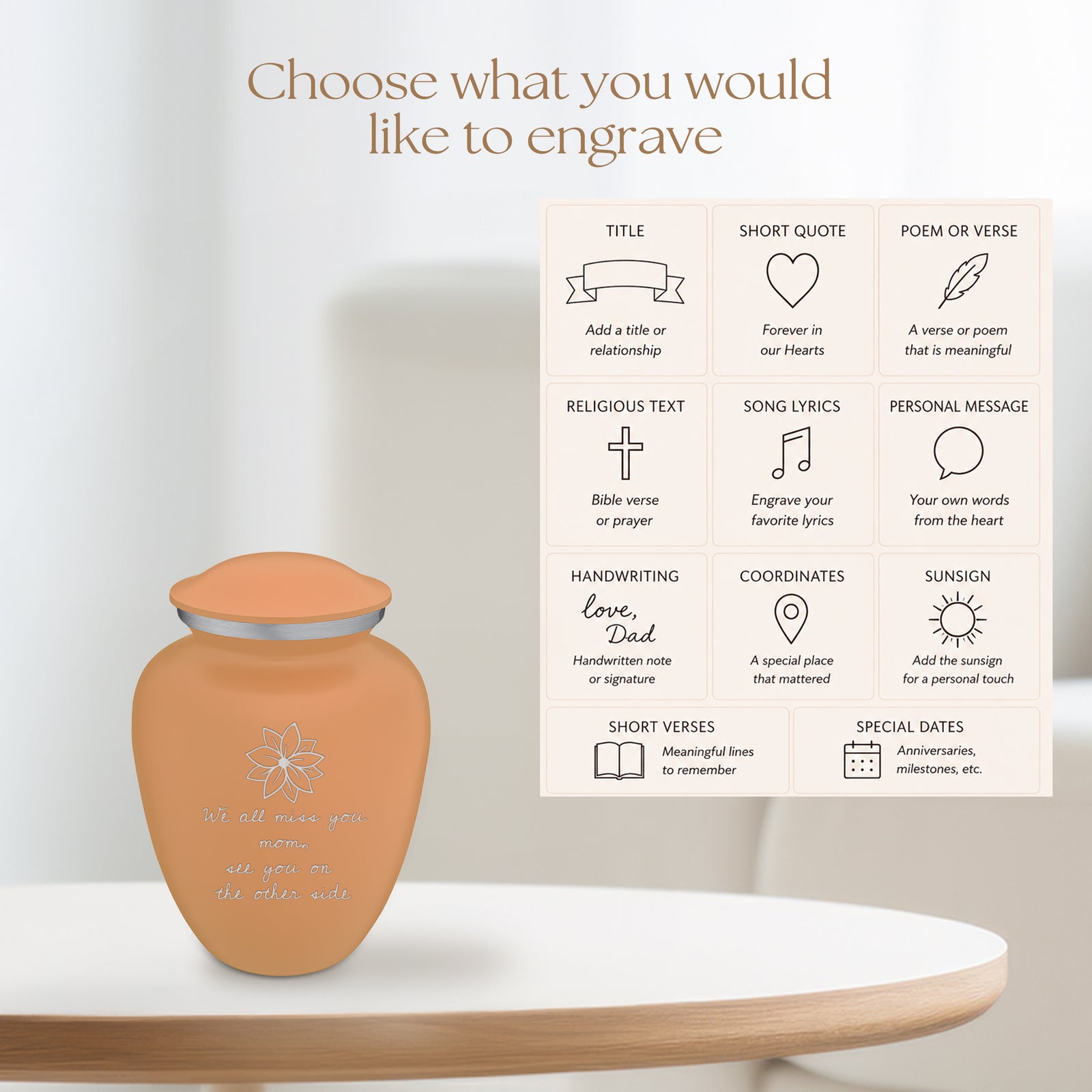 Medium Embrace Handwritten Memorial Cremation Urn