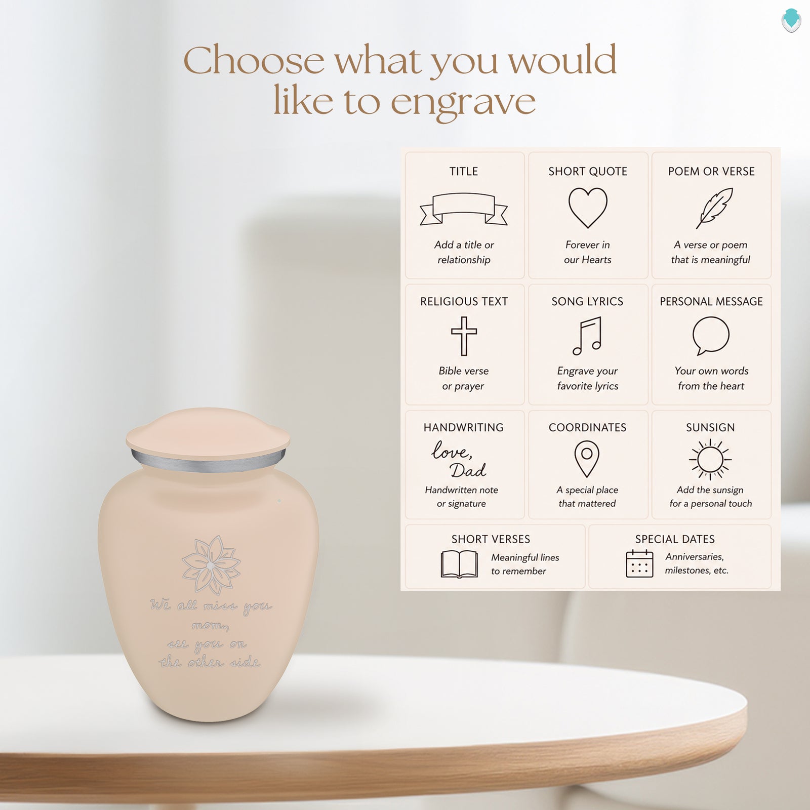 Medium Embrace Cream Handwritten Cremation Urn
