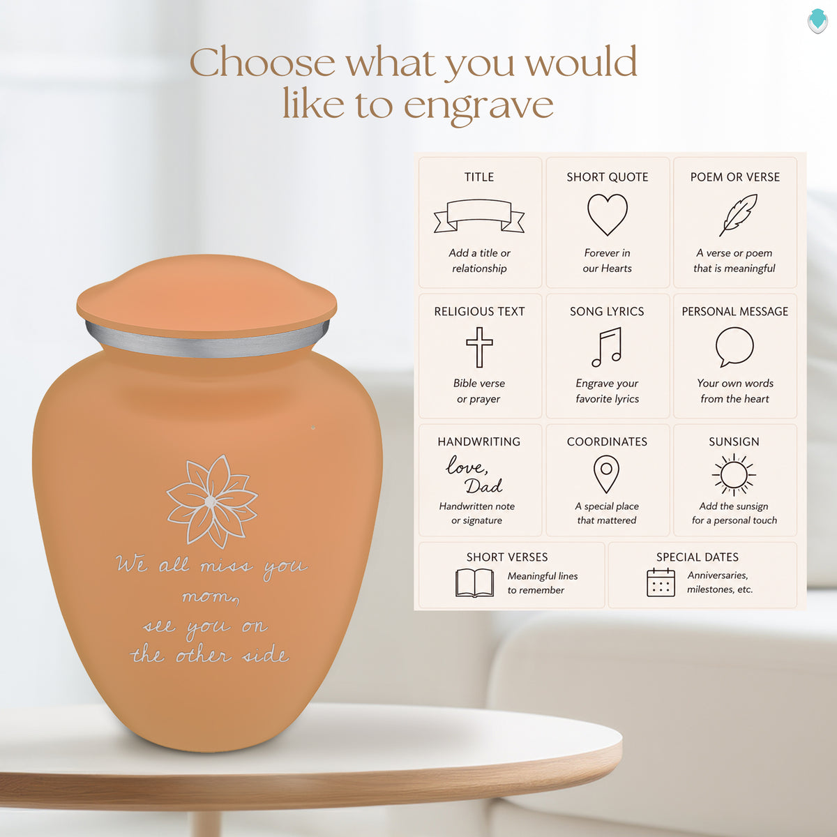 Adult Embrace Beige Handwritten Cremation Urn