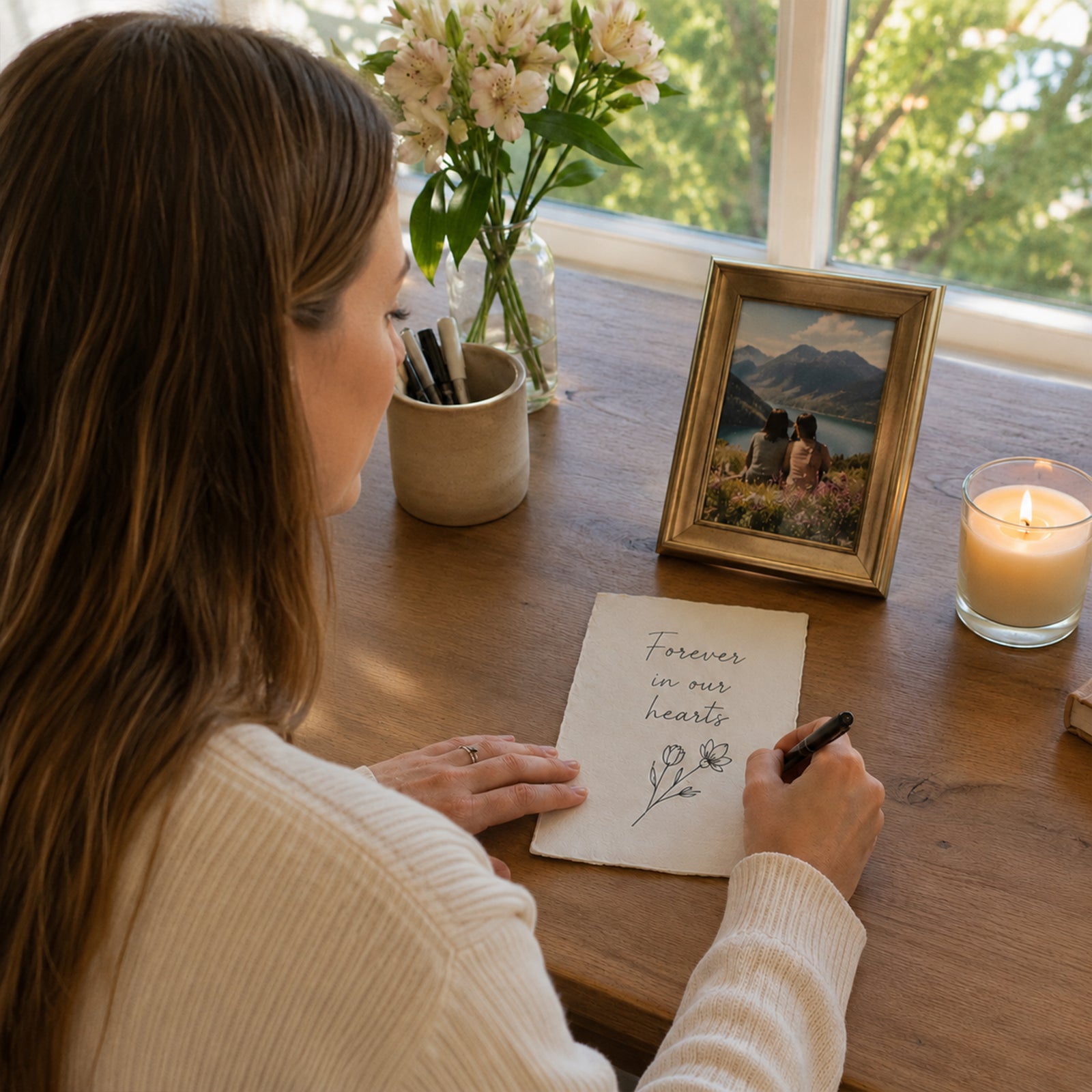 Adult Embrace Handwritten Memorial Cremation Urn