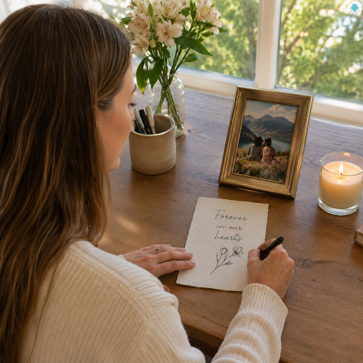 Adult Embrace Cream Handwritten Cremation Urn