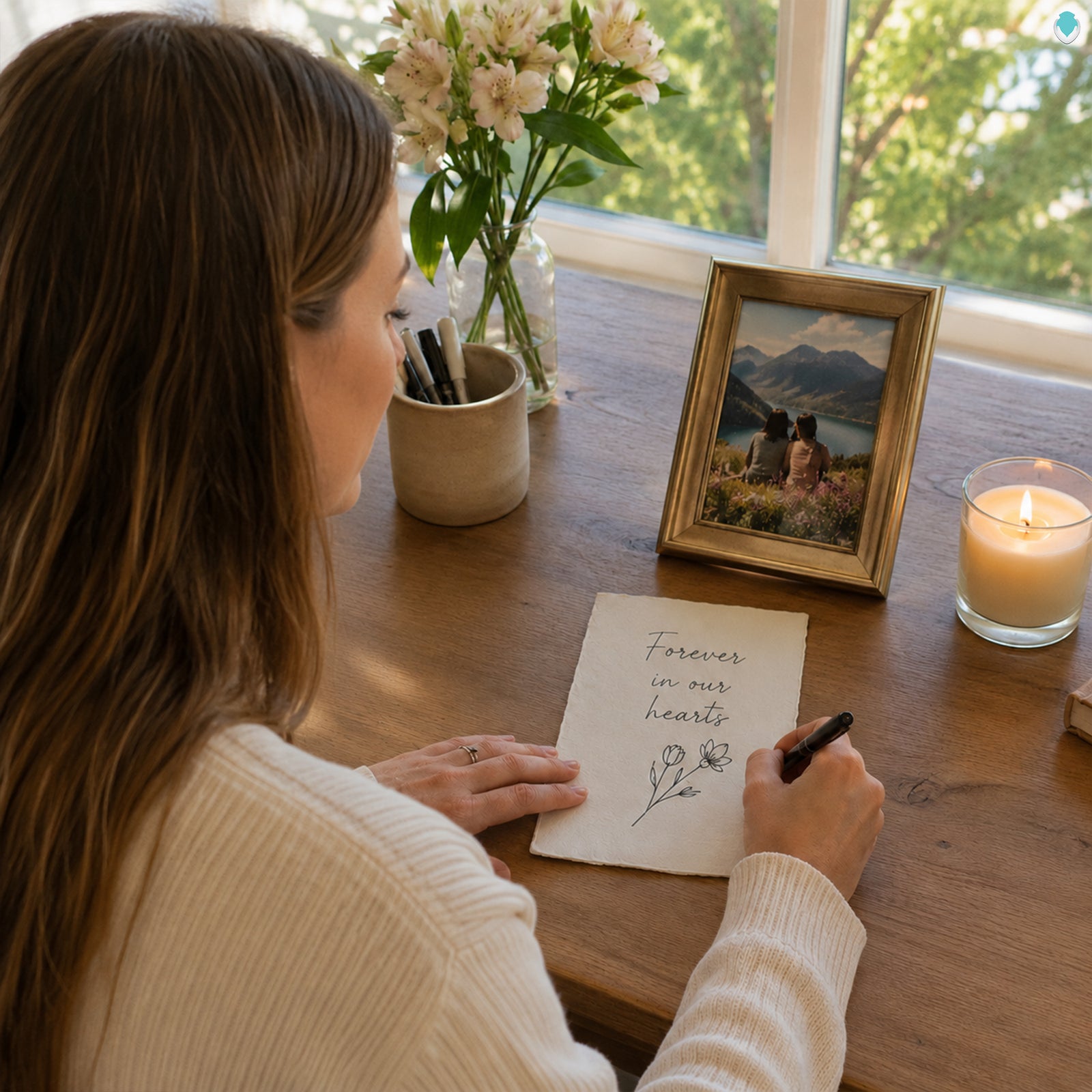 Adult Embrace Cream Handwritten Cremation Urn