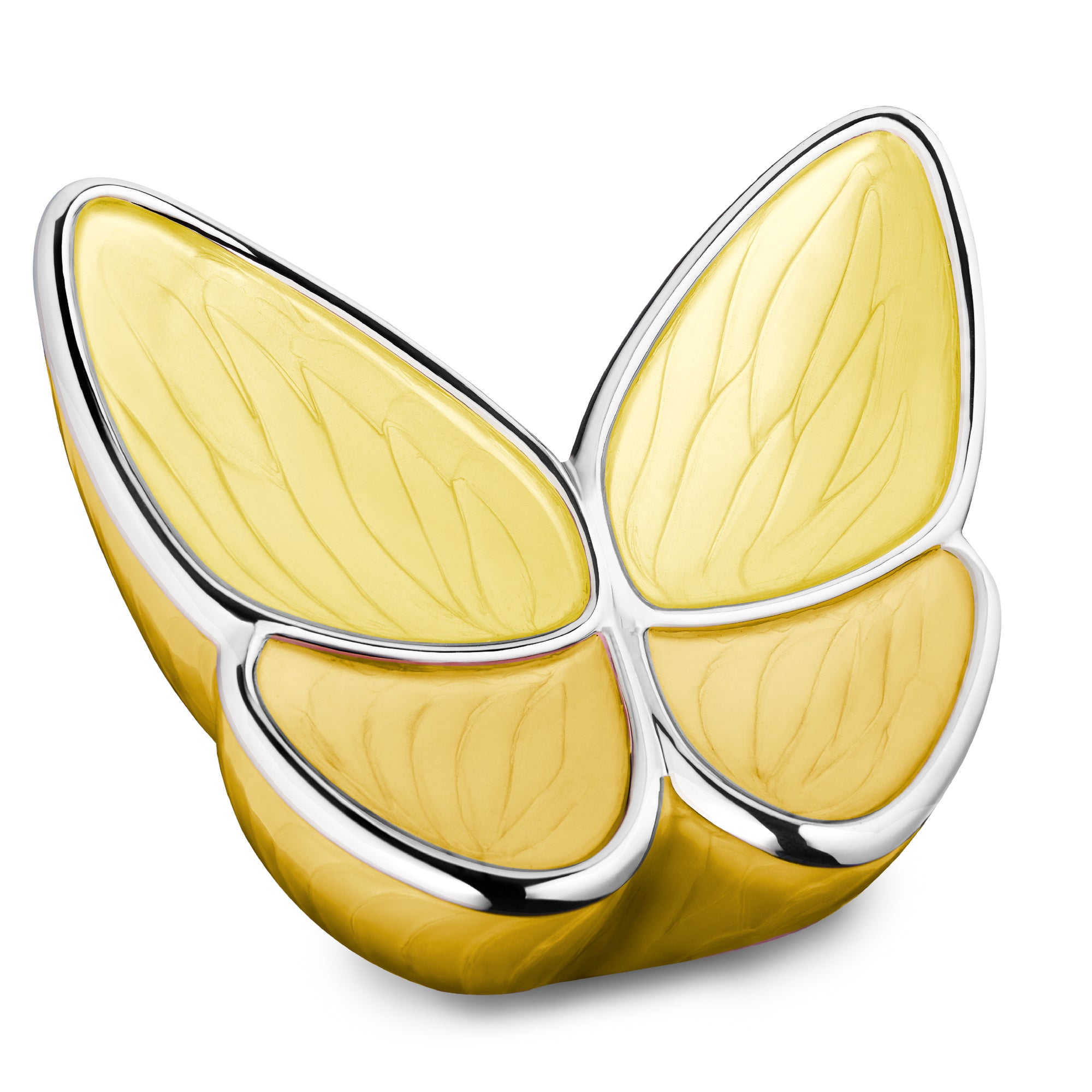 Wings of Hope Standard Adult Urn Pearl Yellow & Polished Silver