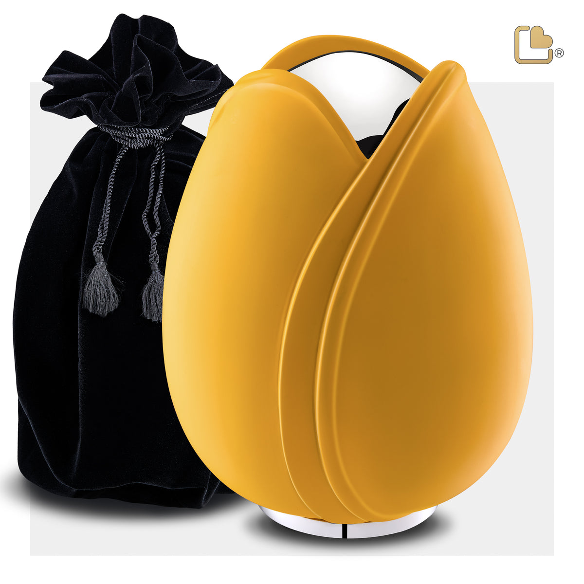 Tulip Standard Adult Urn Yellow & Polished Silver
