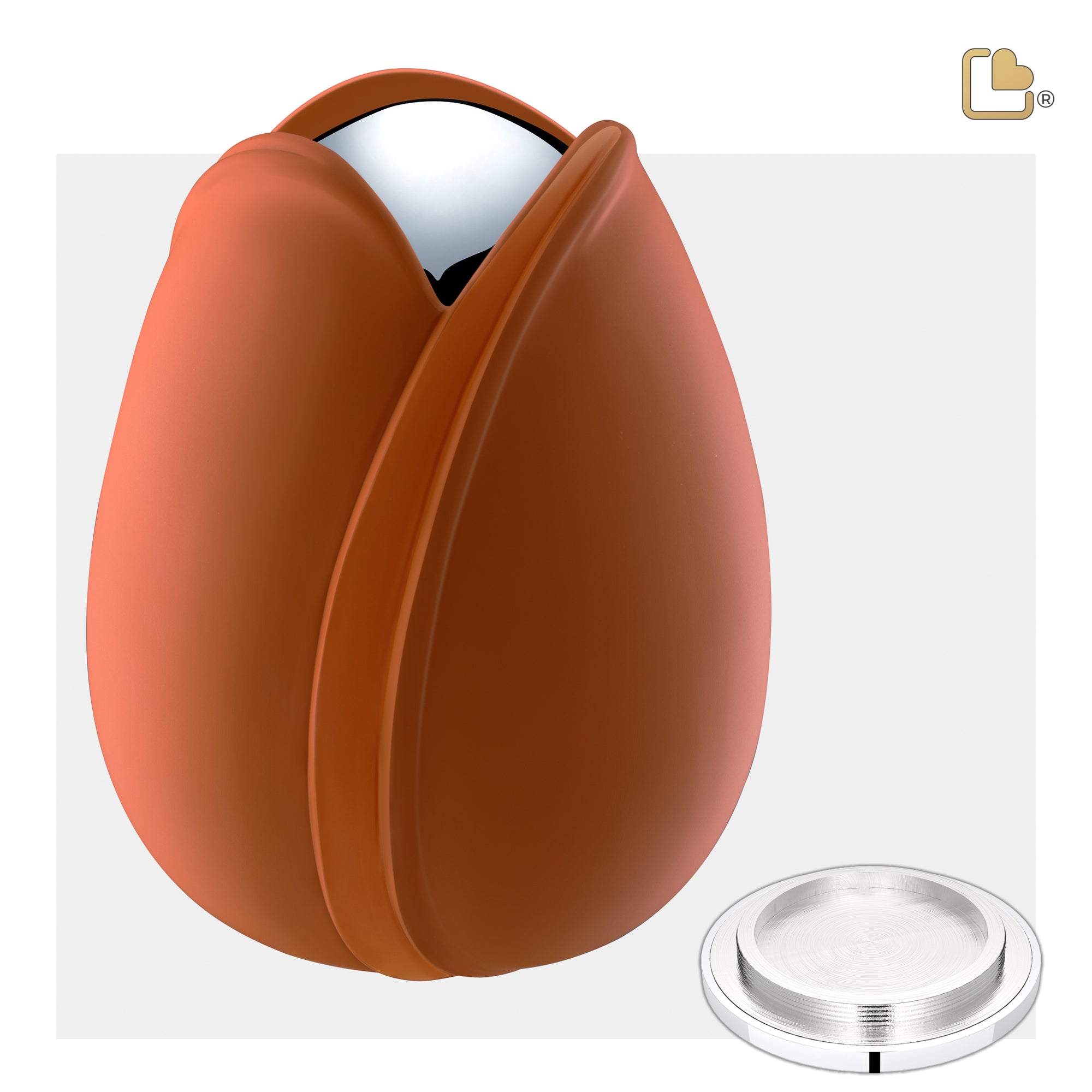 Tulip Standard Adult Urn Orange & Polished Silver