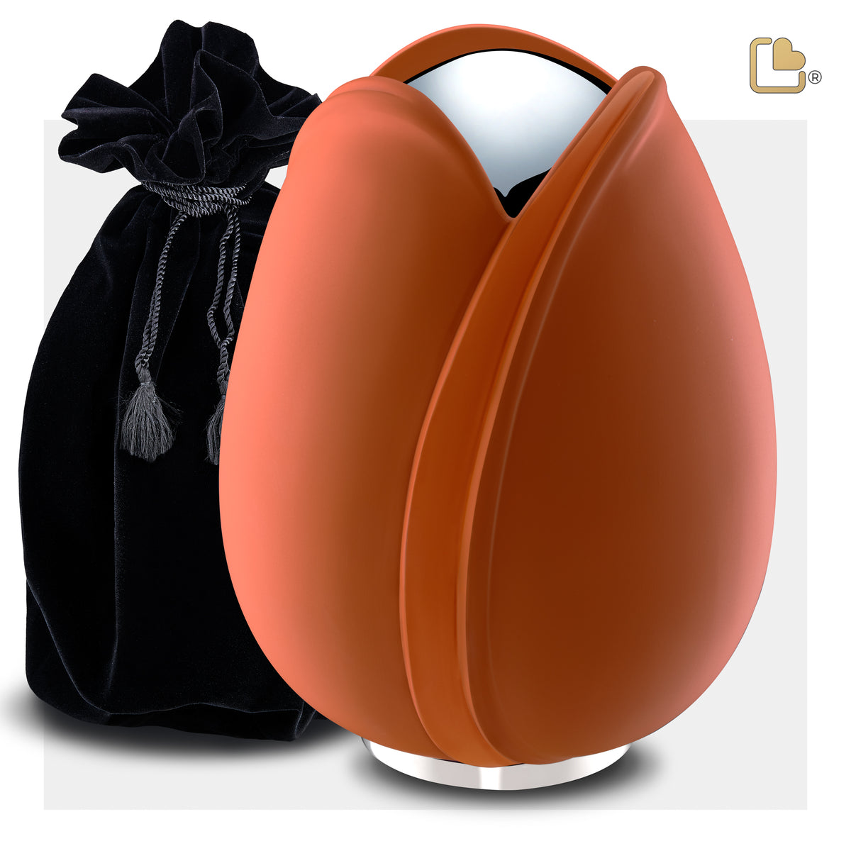 Tulip Standard Adult Urn Orange & Polished Silver
