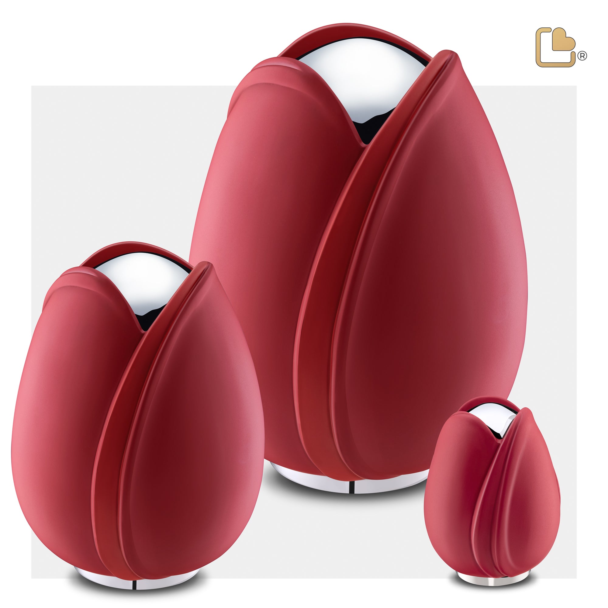 Tulip™ Standard Adult Urn Red & Polished Silver