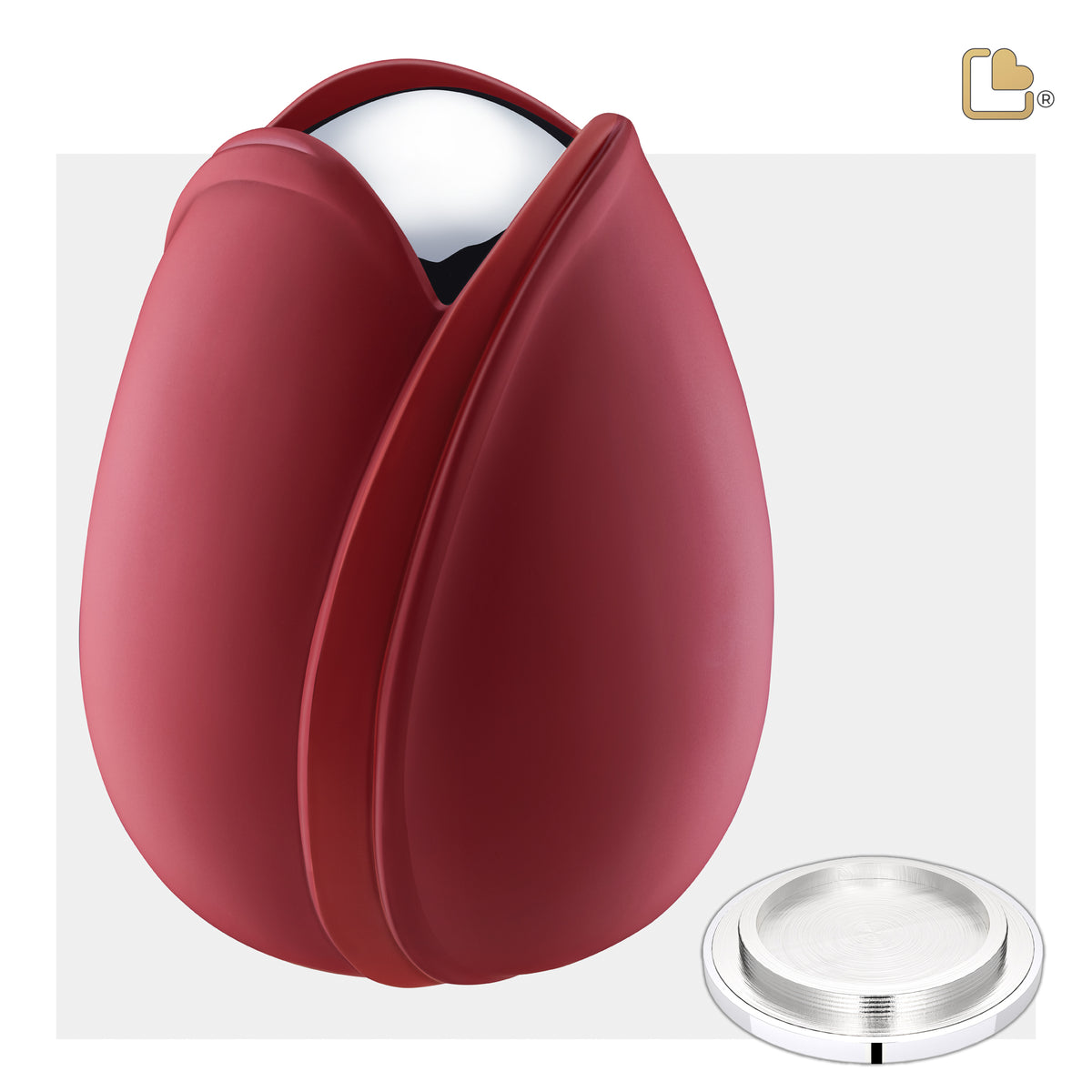 Tulip Standard Adult Urn Red & Polished Silver