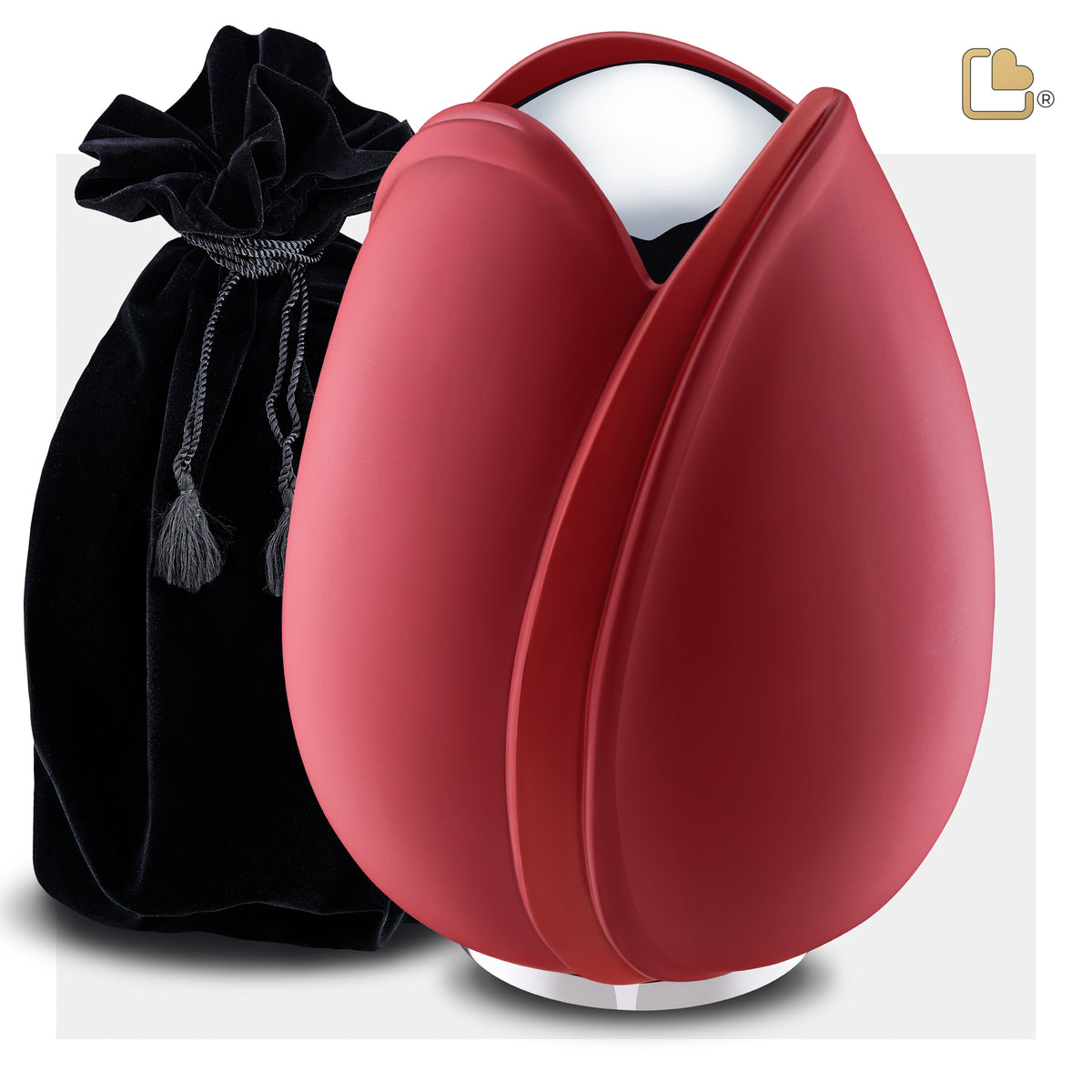 Tulip Standard Adult Urn Red & Polished Silver