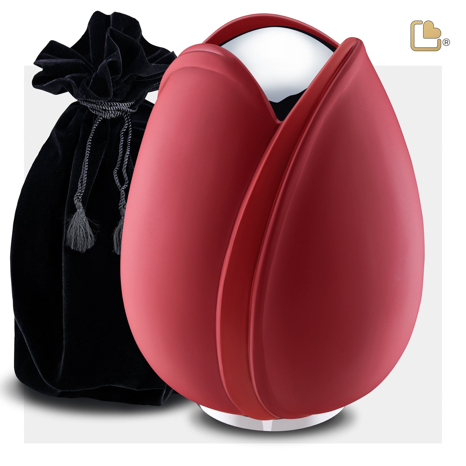 Tulip Standard Adult Urn Red & Polished Silver