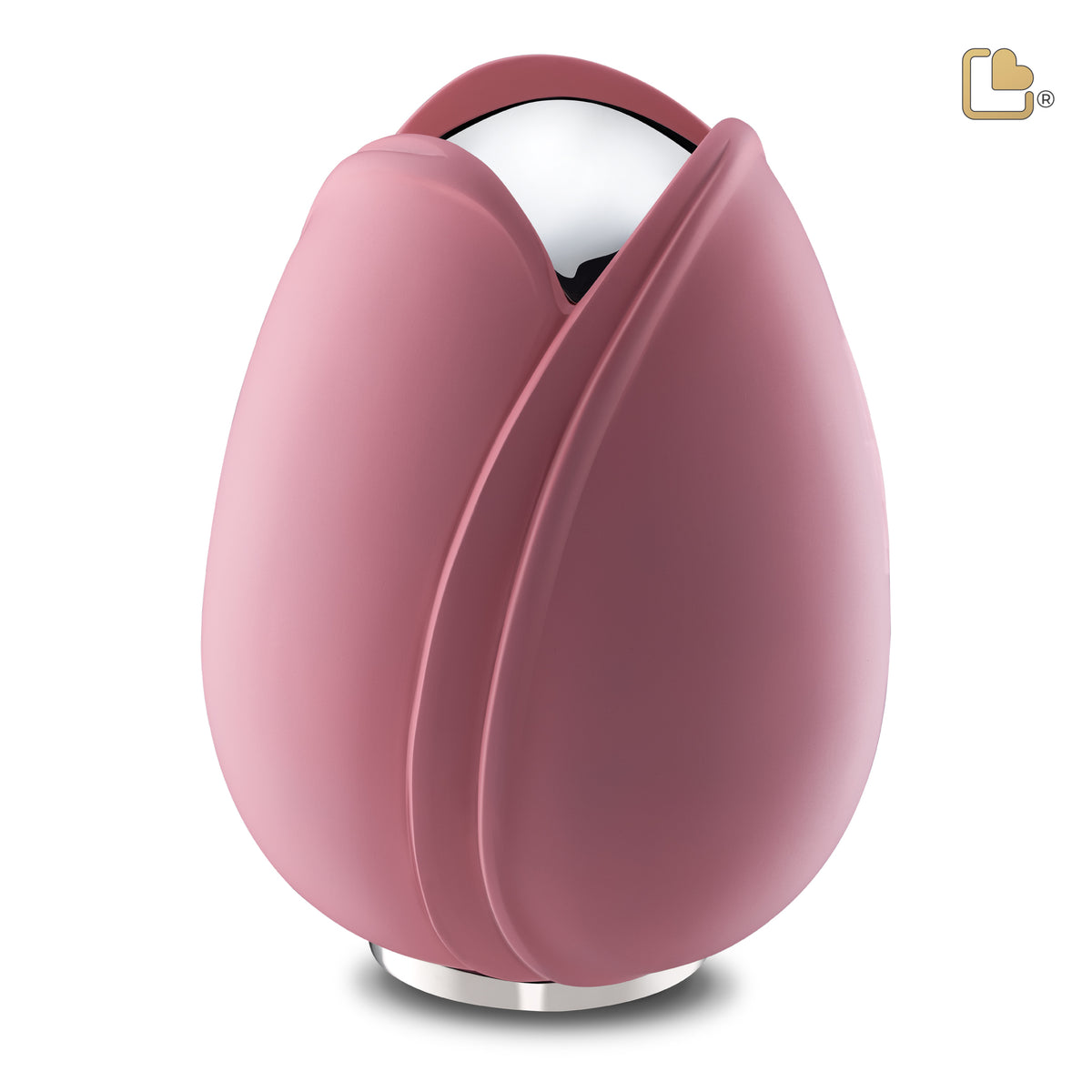 Tulip Standard Adult Urn Pink &amp; Polished Silver