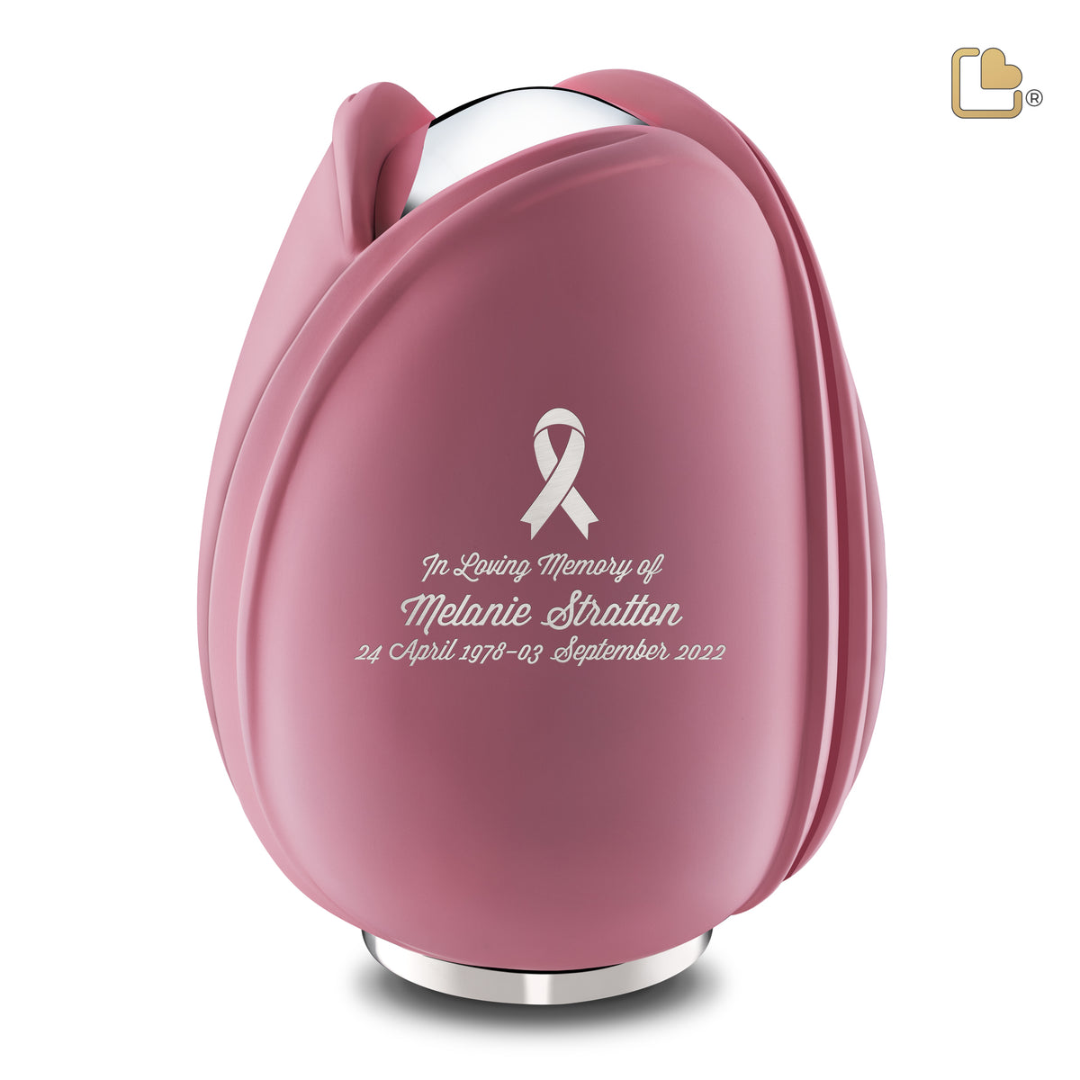 Tulip Standard Adult Urn Pink & Polished Silver