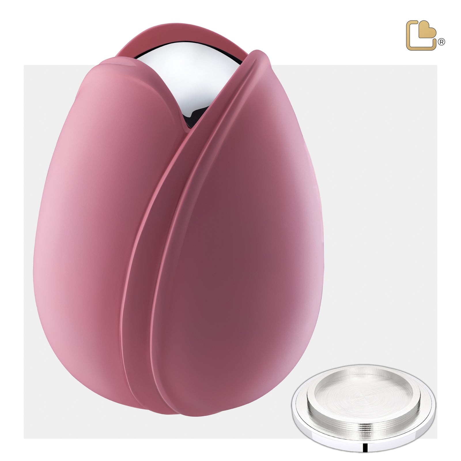 Tulip Standard Adult Urn Pink & Polished Silver