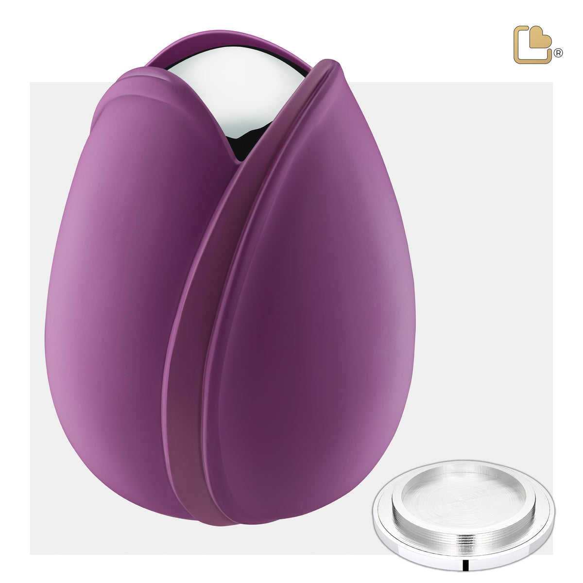 Tulip Standard Adult Urn Purple & Polished Silver
