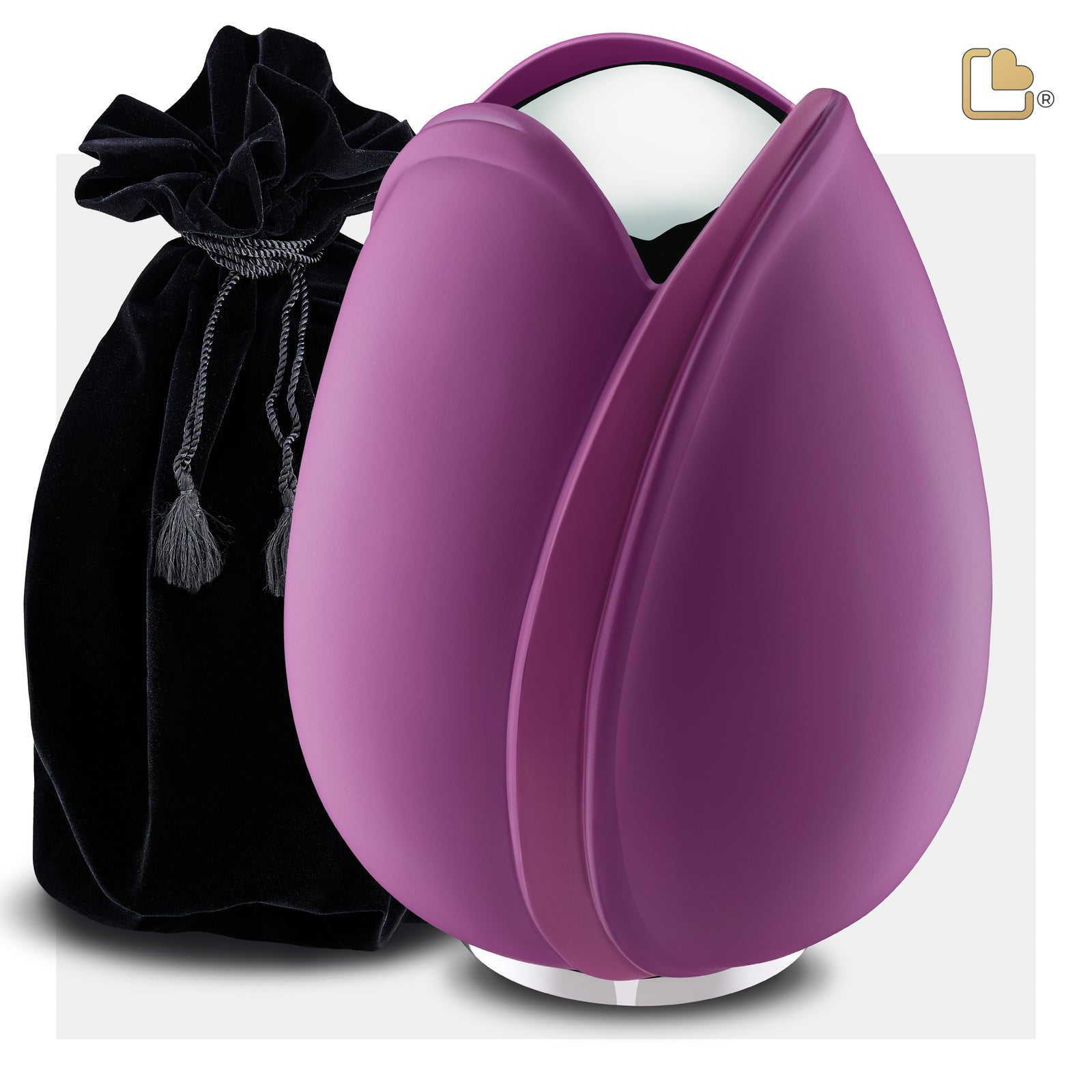Tulip Standard Adult Urn Purple & Polished Silver