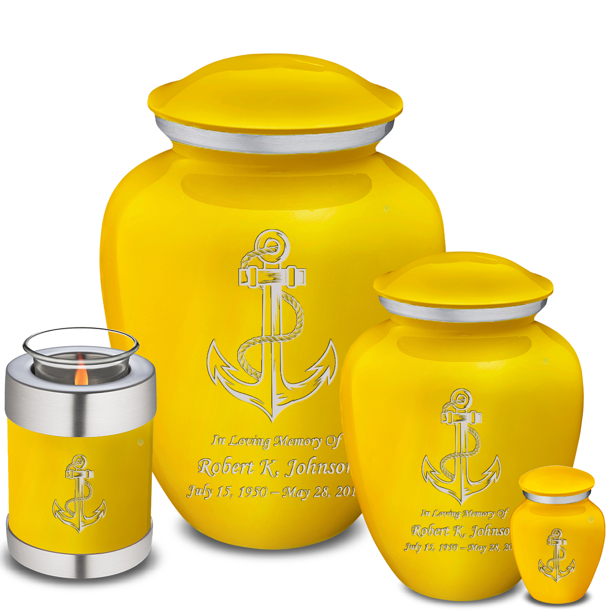 Adult Embrace Yellow Anchor Cremation Urn