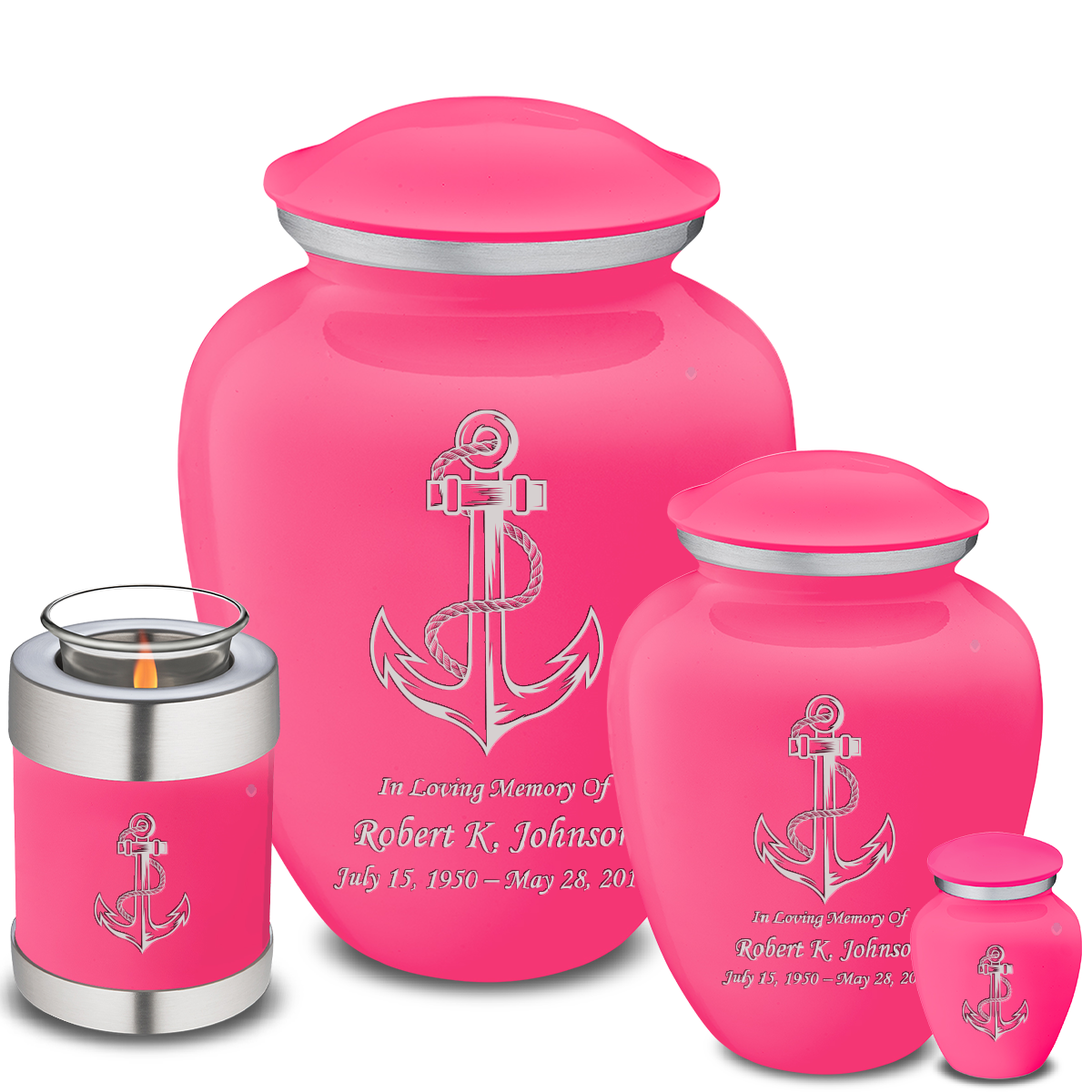 Adult Embrace Bright Pink Anchor Cremation Urn