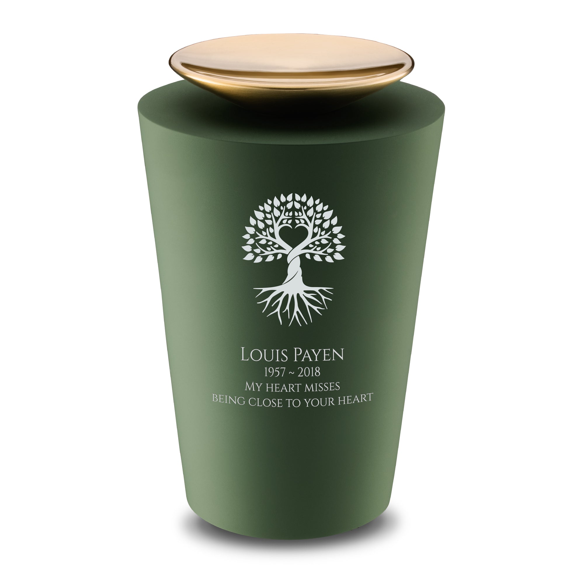 Crescent Tall Standard Adult Urn Sage Green & Brushed Gold