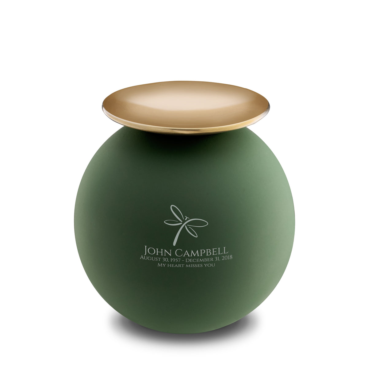 Crescent Sphere Standard Adult Urn Sage Green & Brushed Gold
