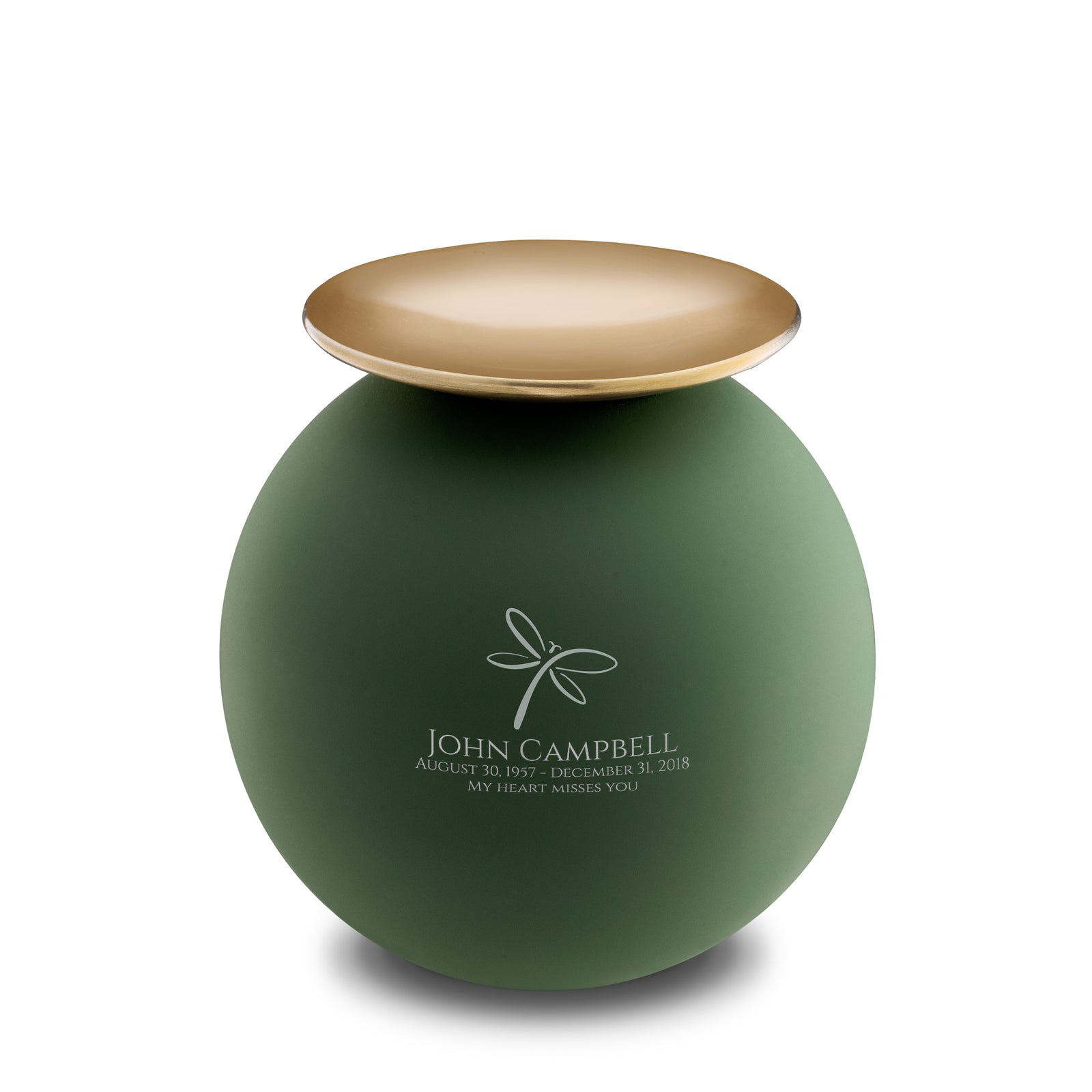 Crescent Sphere Standard Adult Urn Sage Green & Brushed Gold