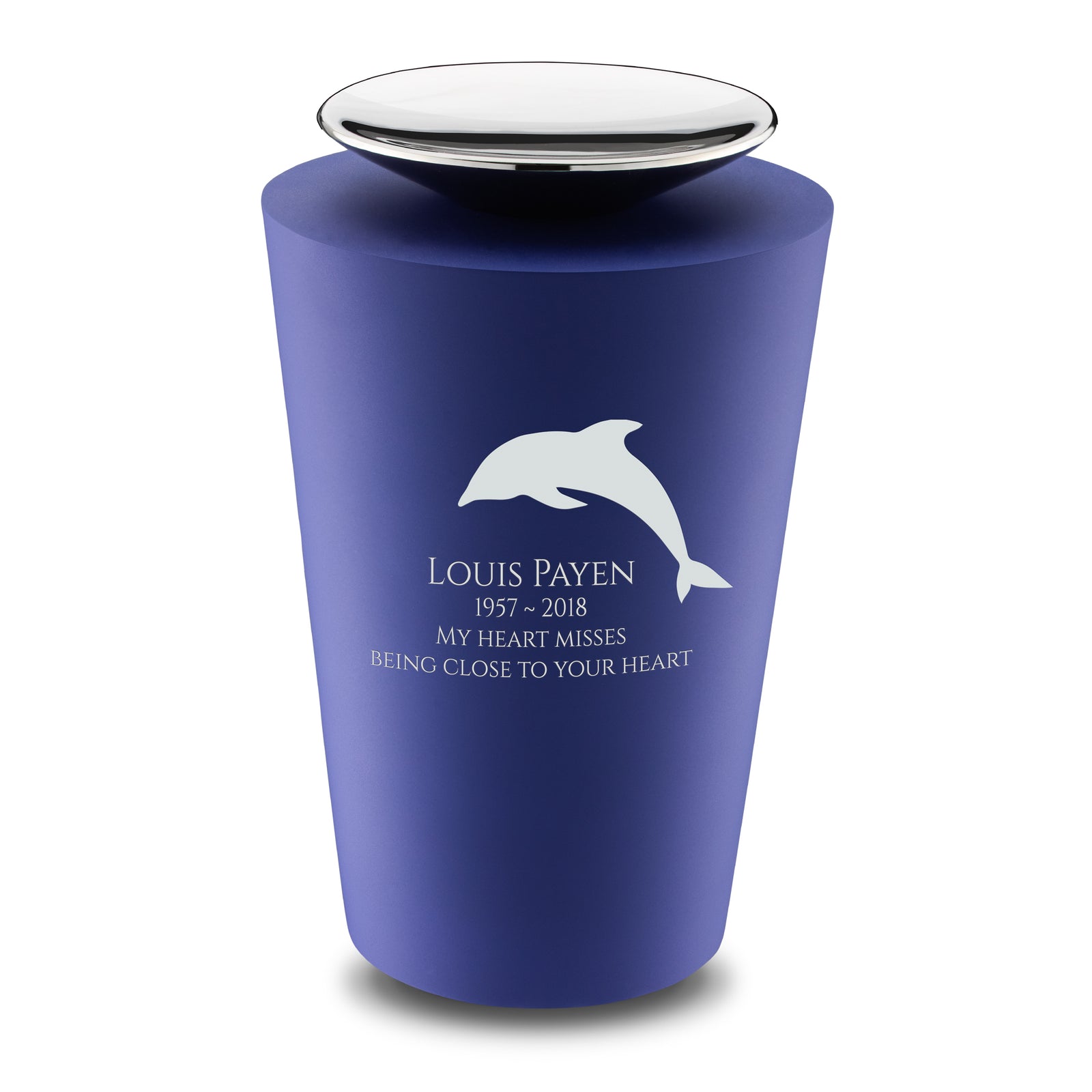 Crescent Tall Standard Adult Urn Navy & Polished Silver