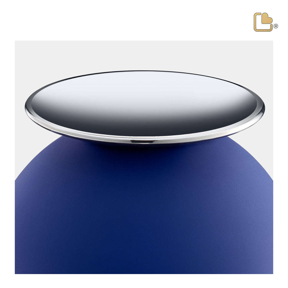 Crescent Sphere Standard Adult Urn Navy & Polished Silver