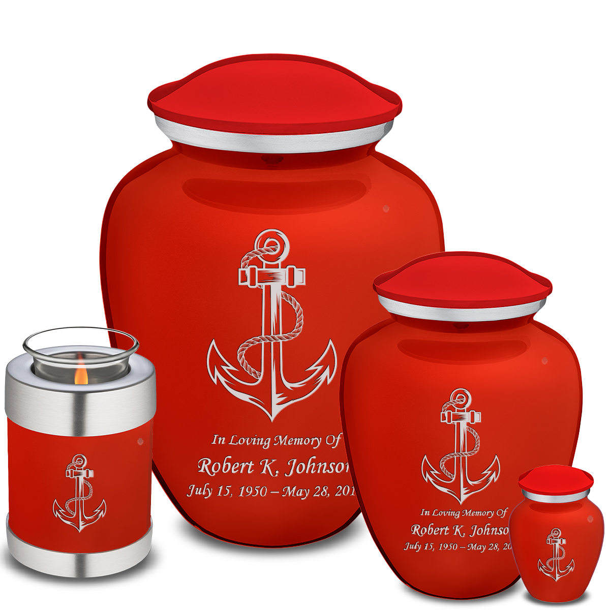 Keepsake Embrace Bright Red Anchor Cremation Urn