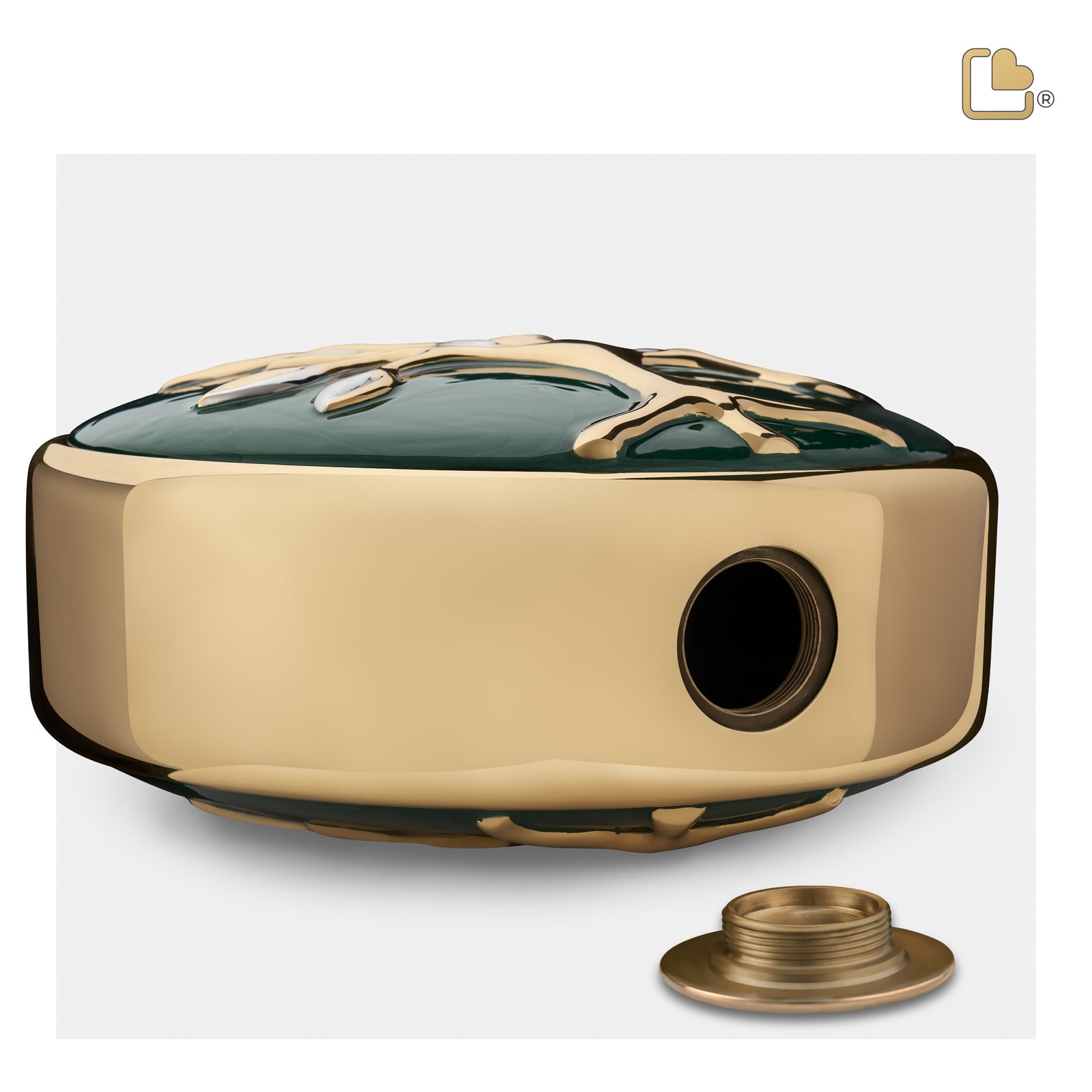 Tree of Love Standard Adult Urn Pearl Green & Polished Gold