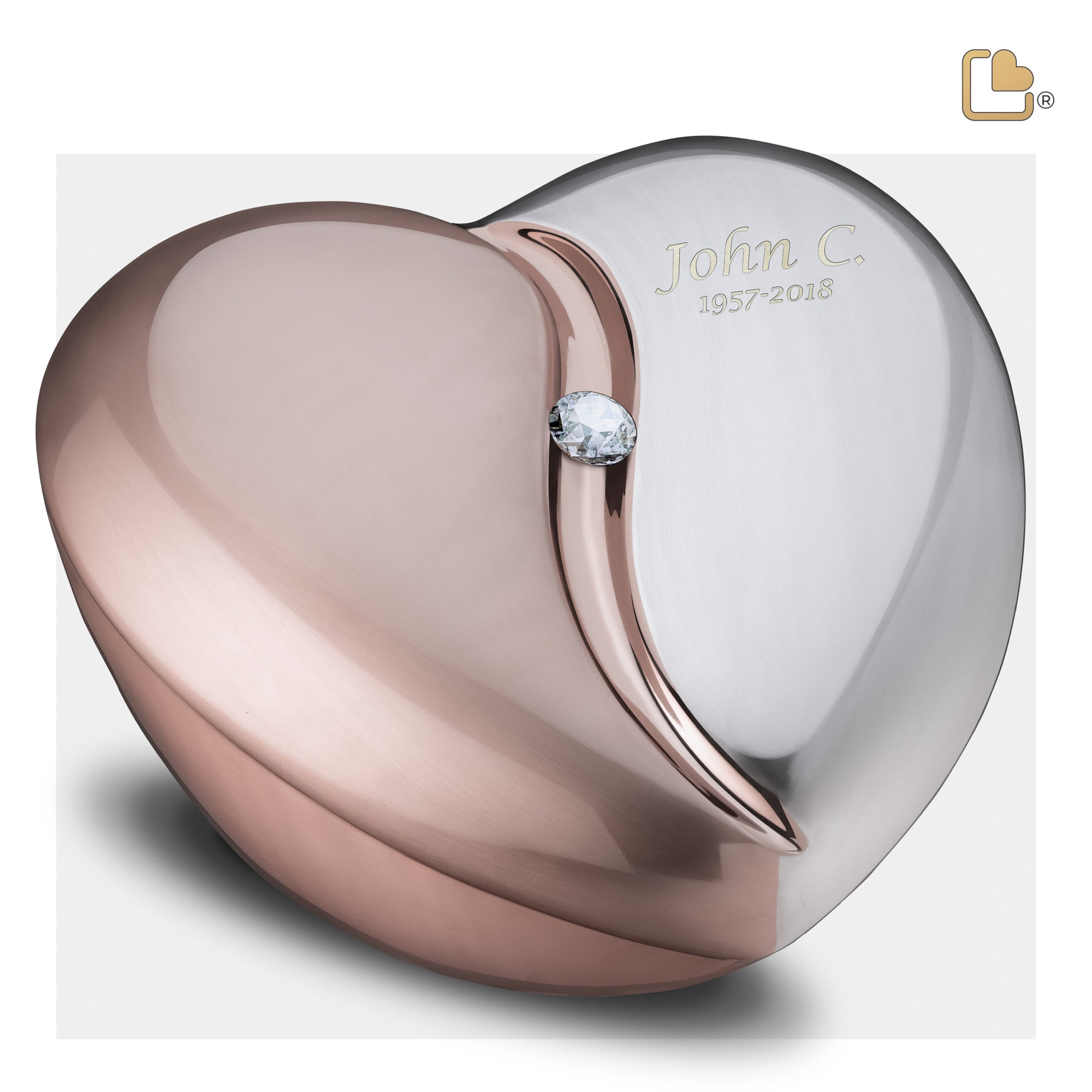 HeartFelt™ Standard Adult Urn Brushed Rose Gold With Crystal