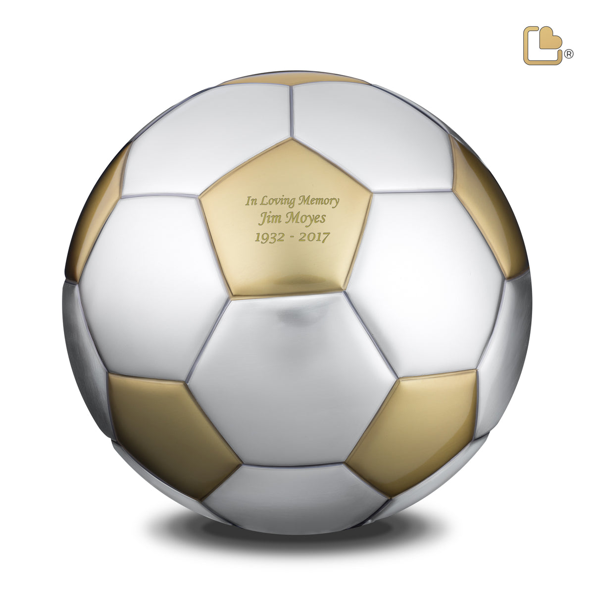LoveUrns Football Standard Adult Urn Bru Gold &amp; Bru Pewter