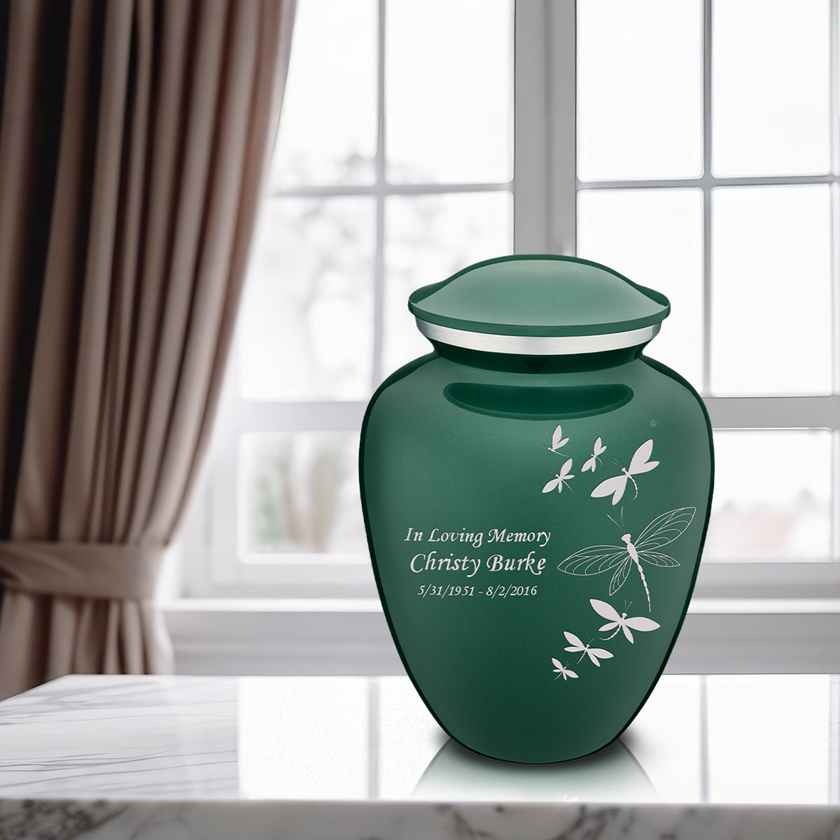 Adult Embrace Green Dragonflies Cremation Urn