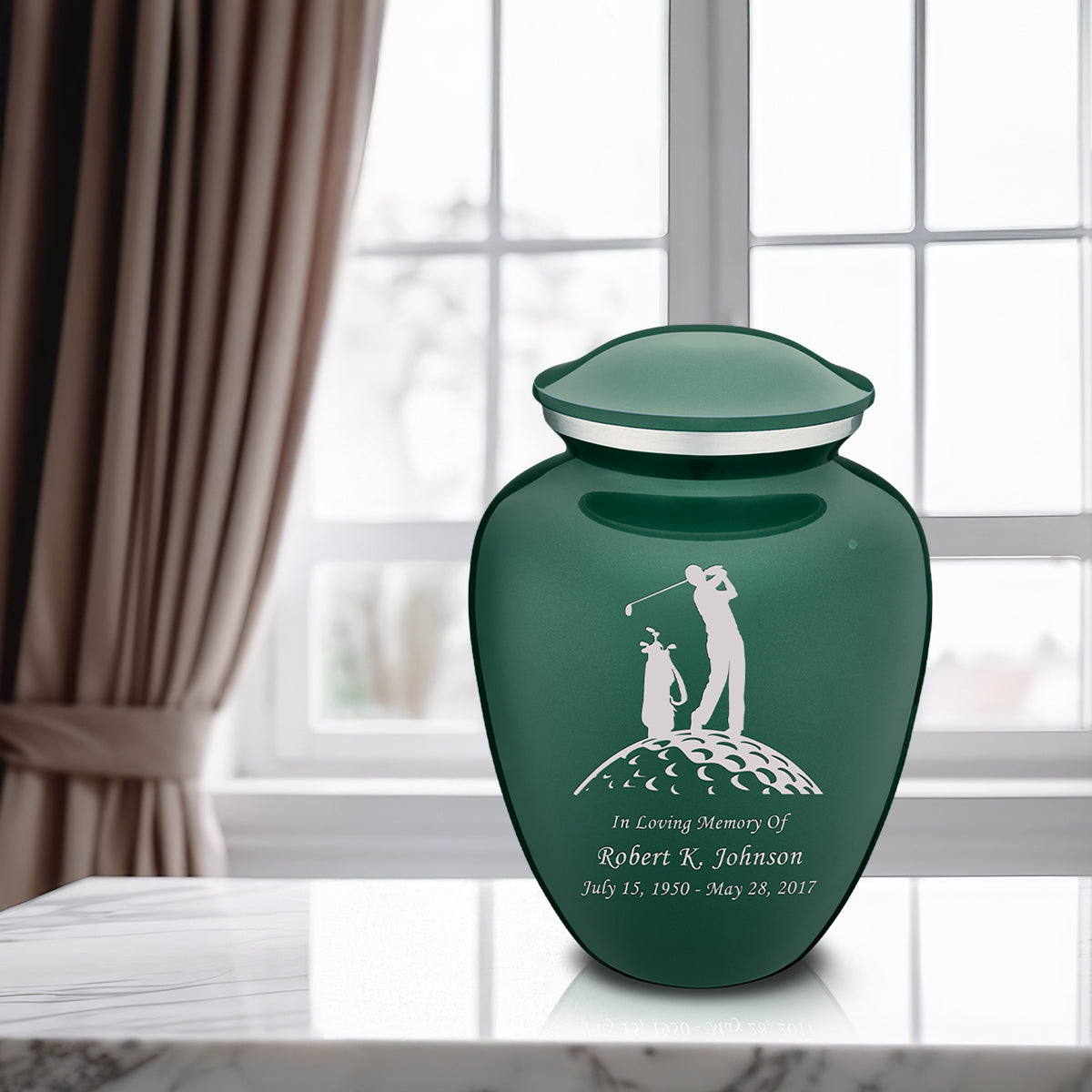 Adult Embrace Green Golfer Cremation Urn