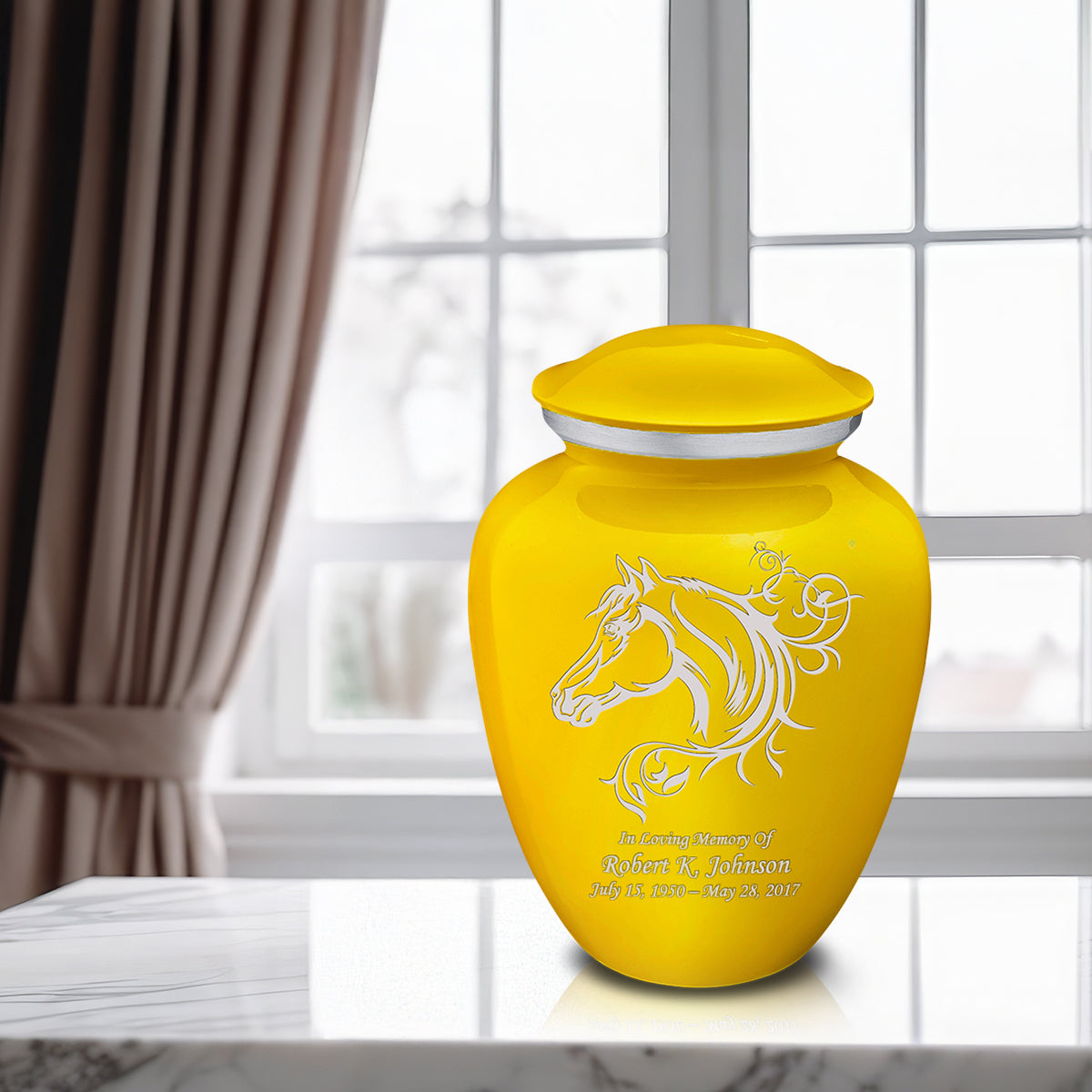 Adult Embrace Yellow Horse Cremation Urn