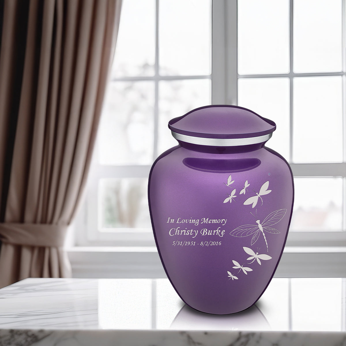 Adult Embrace Purple Dragonflies Cremation Urn