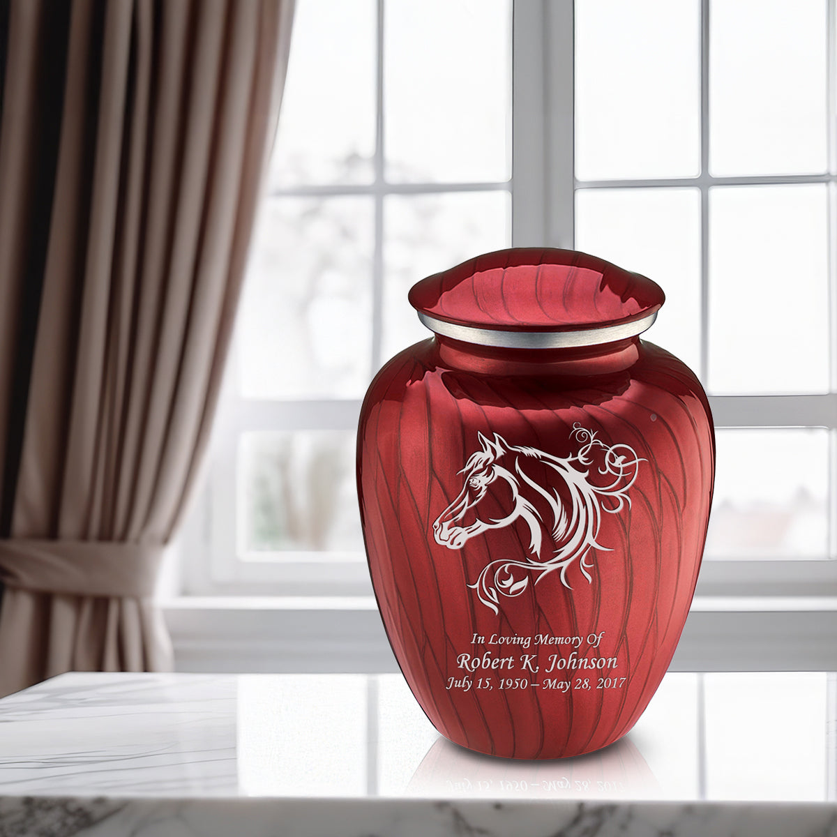 Adult Embrace Pearl Candy Red Horse Cremation Urn