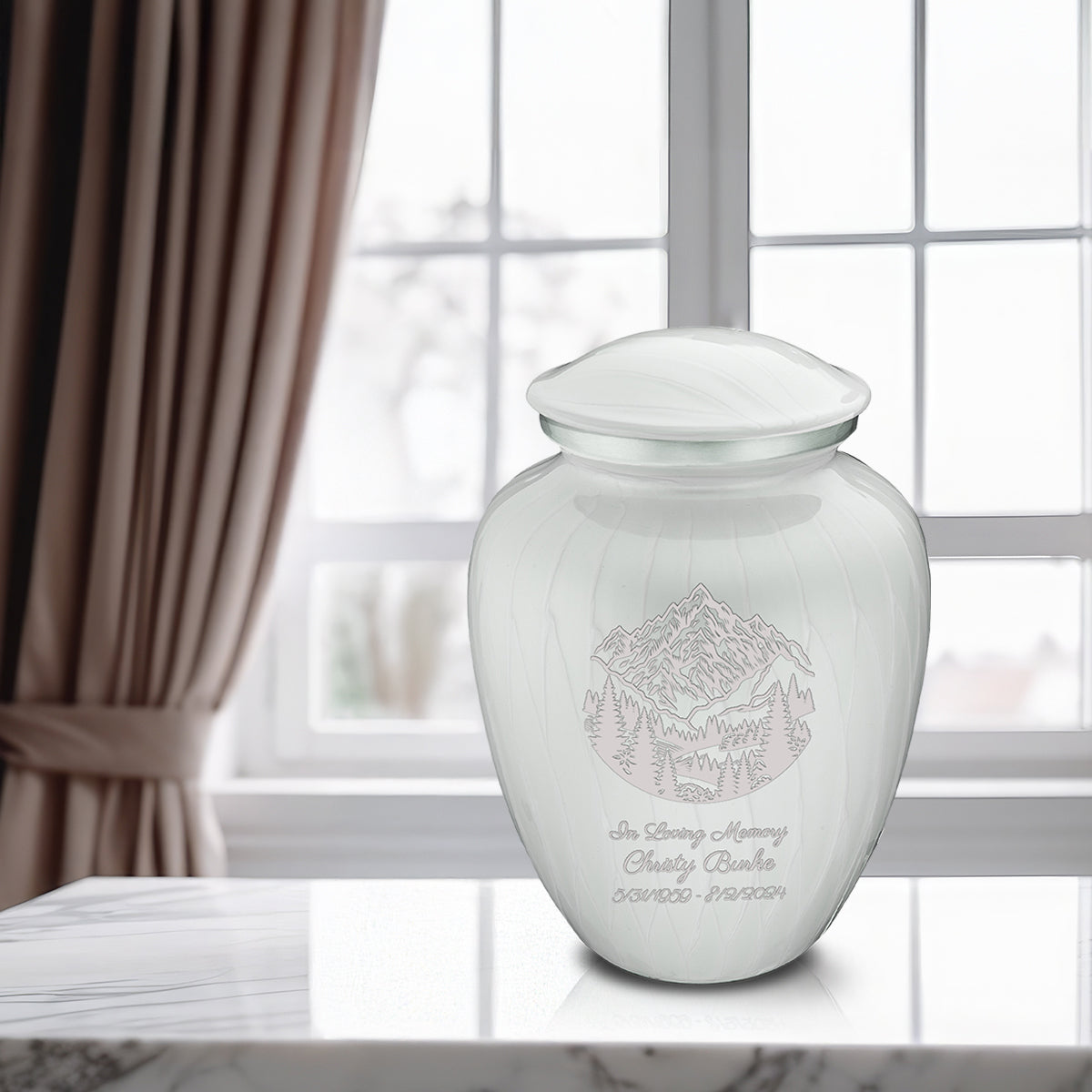 Adult Embrace Pearl White Rocky Mountains Cremation Urn