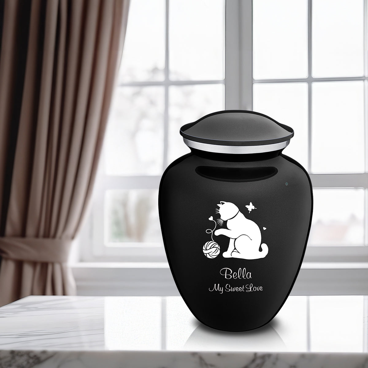 Large Embrace Black Pet Fun Cat Cremation Urn