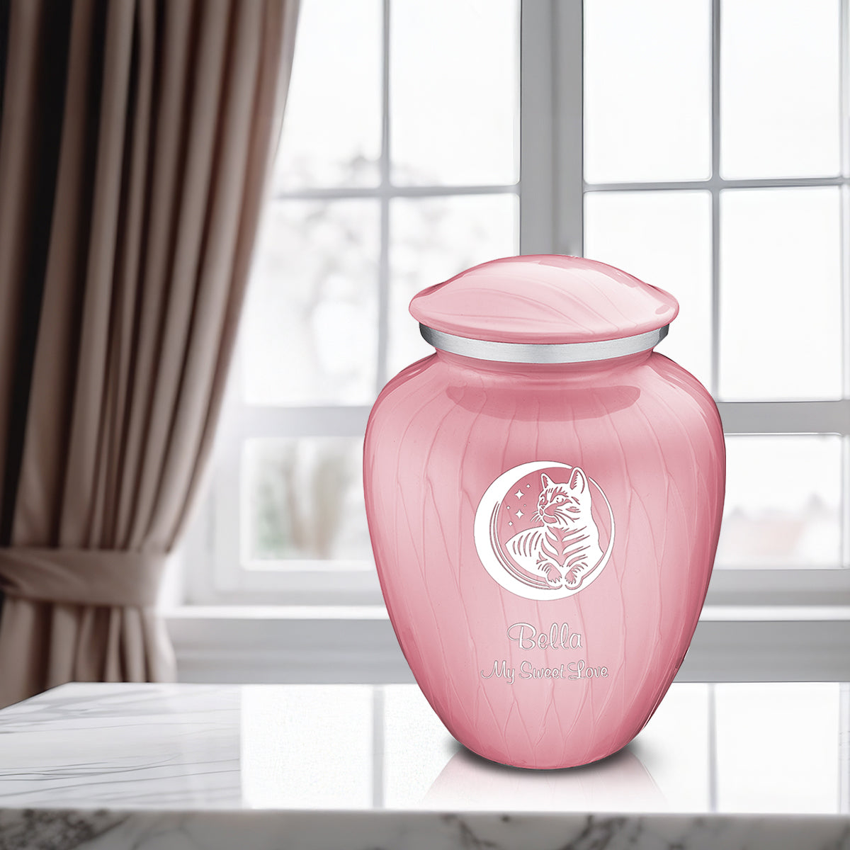 Large Embrace Pearl Light Pink  Pet Cute Cat Cremation Urn