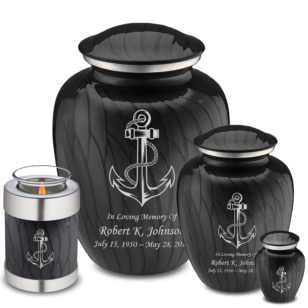 Keepsake Embrace Pearl Black Anchor Cremation Urn