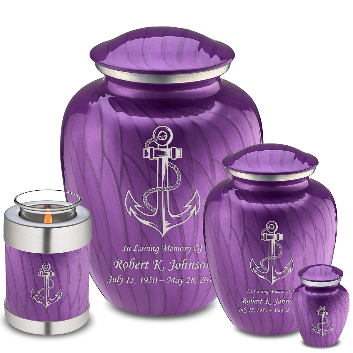 Keepsake Embrace Pearl Purple Anchor Cremation Urn
