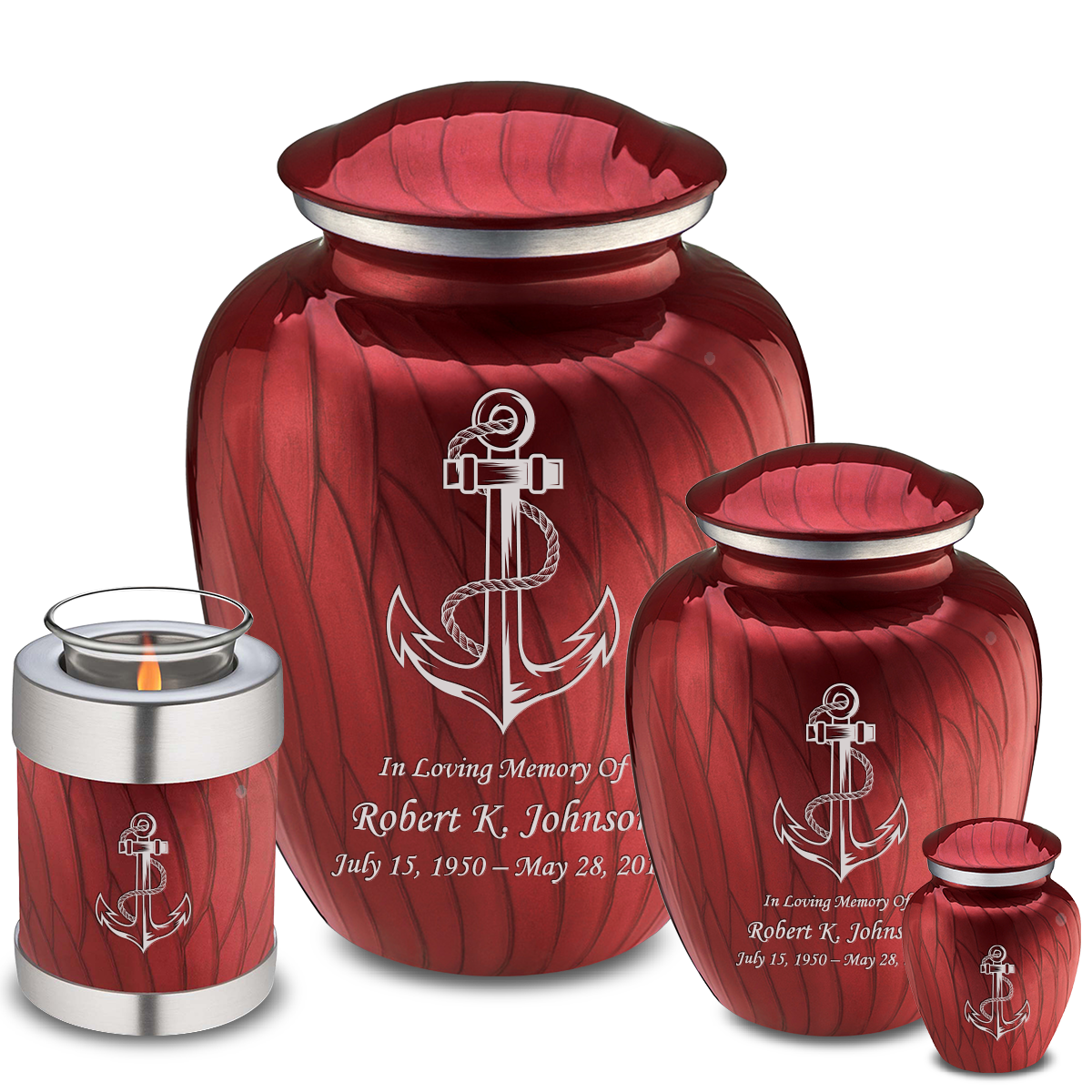Adult Embrace Pearl Candy Red Anchor Cremation Urn