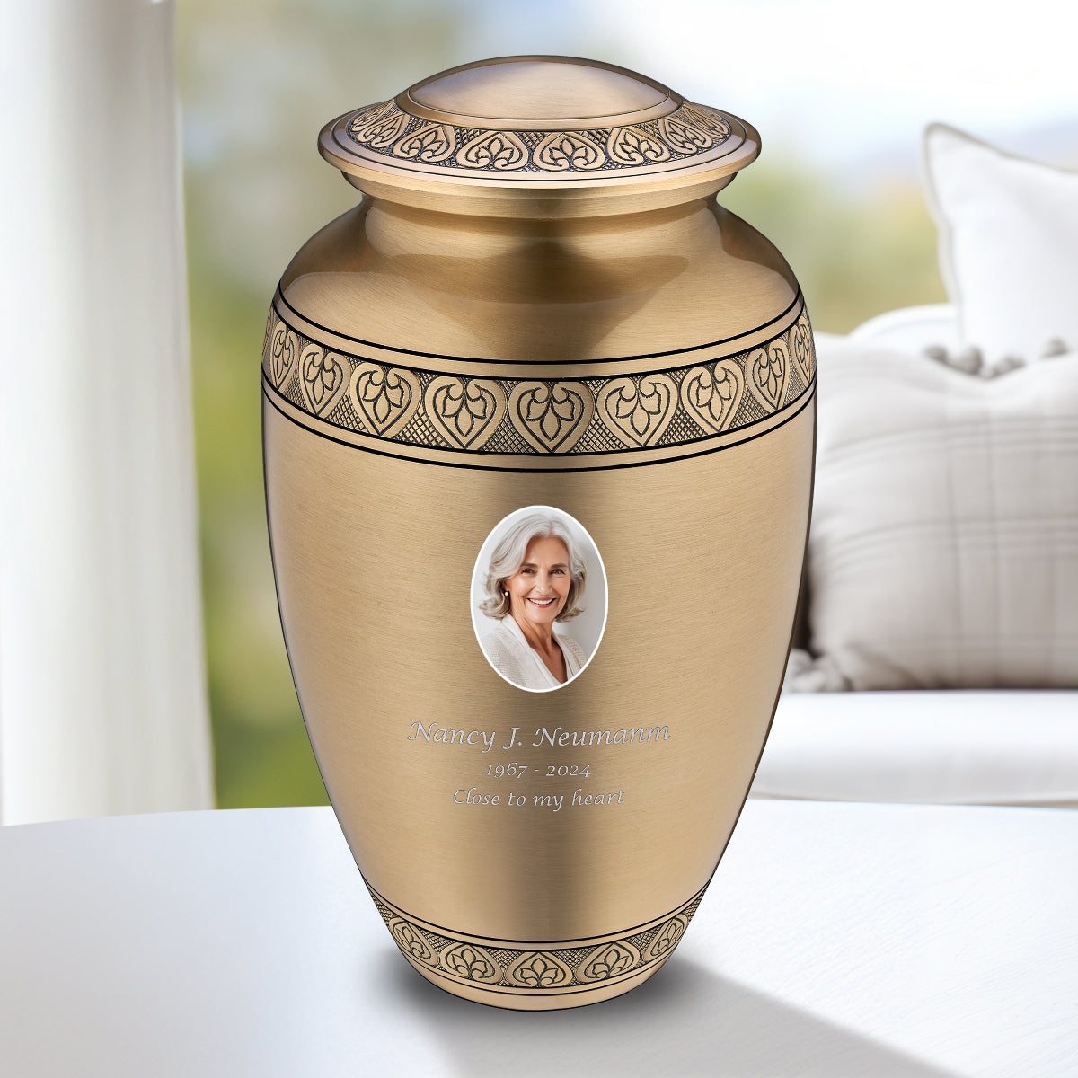 Adult Classic Gold Portrait Cremation Urn - COMFORT by LoveUrns