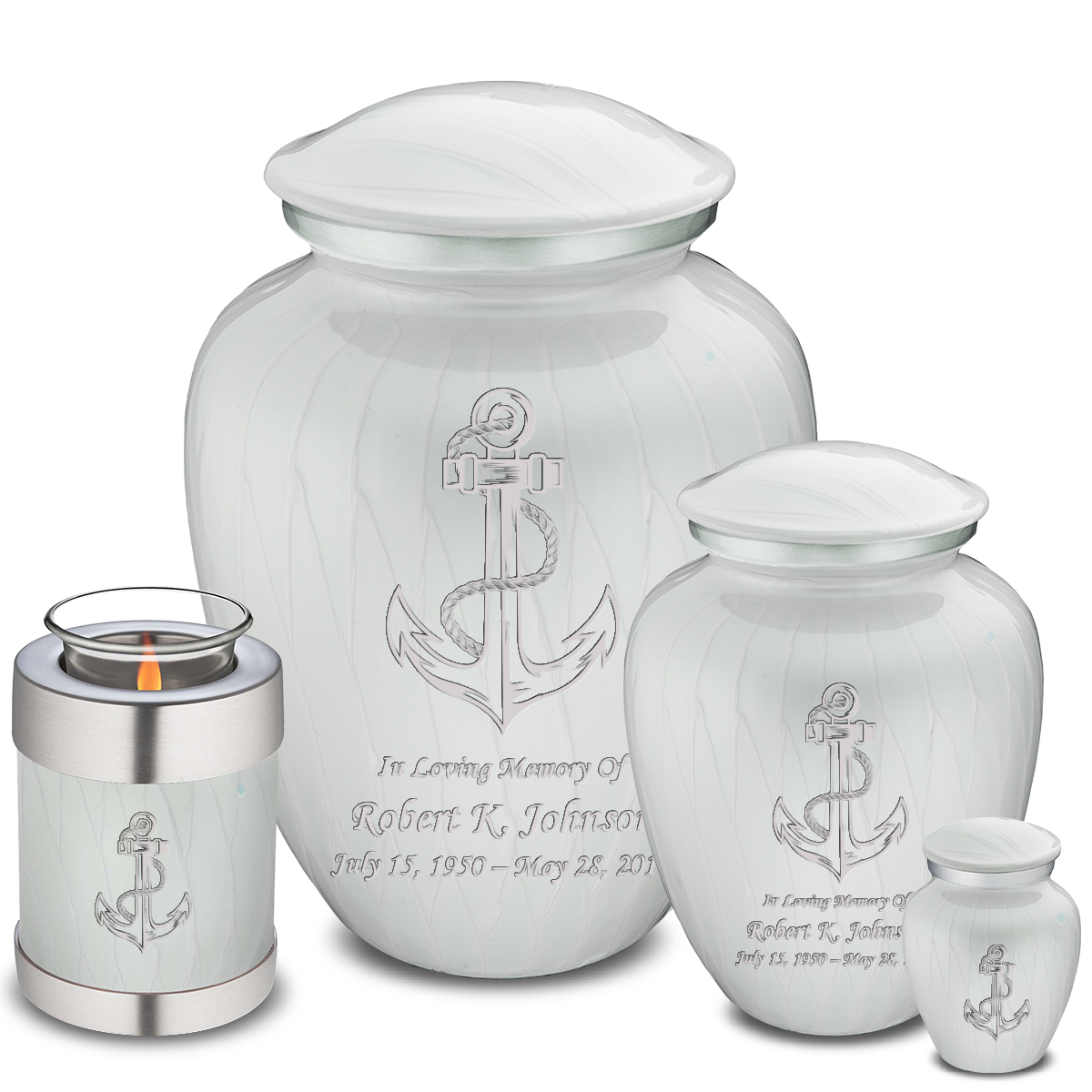 Adult Embrace Pearl White Anchor Cremation Urn