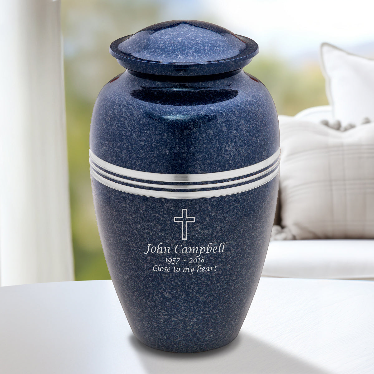Adult Speckled Indigo Cremation Urn