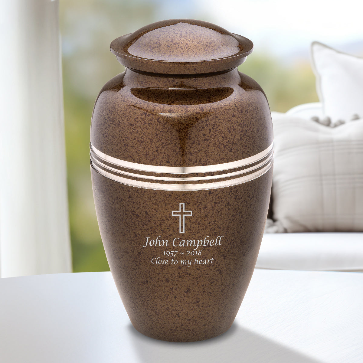 Adult Speckled Auburn Cremation Urn - COMFORT by LoveUrns