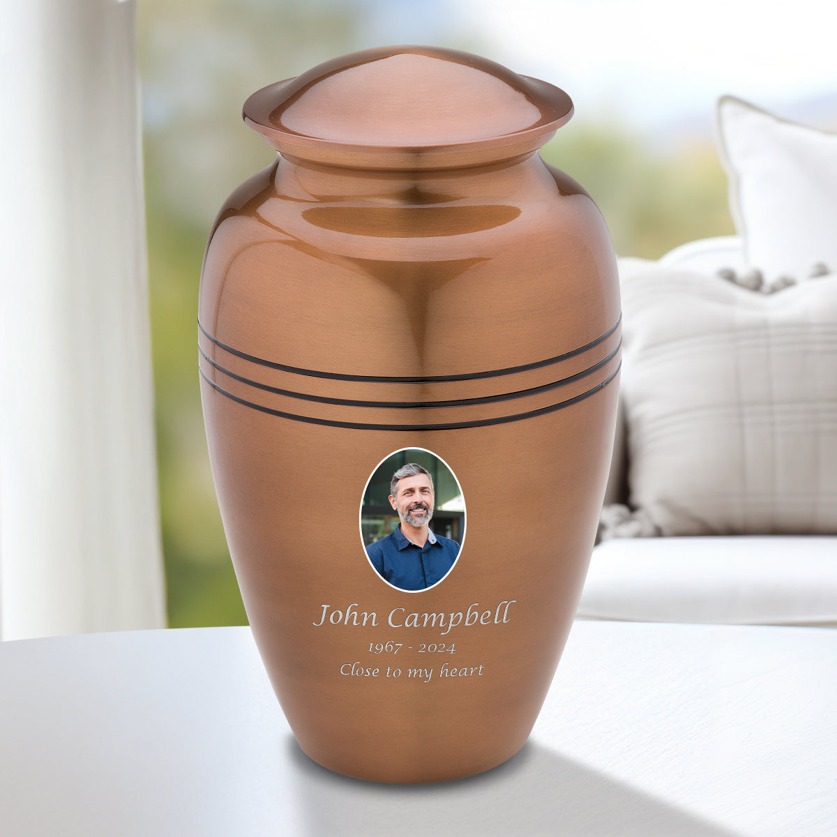 Adult Radiance Copper Portrait Cremation Urn - COMFORT by LoveUrns