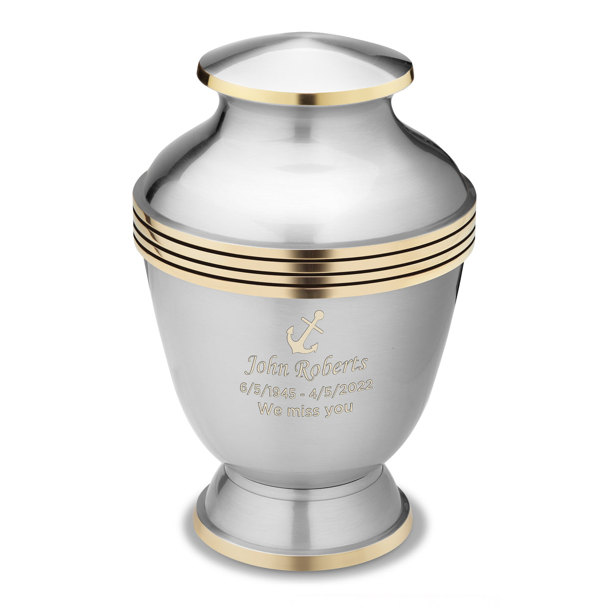 Adult Elegant Pewter Cremation Urn - COMFORT by LoveUrns