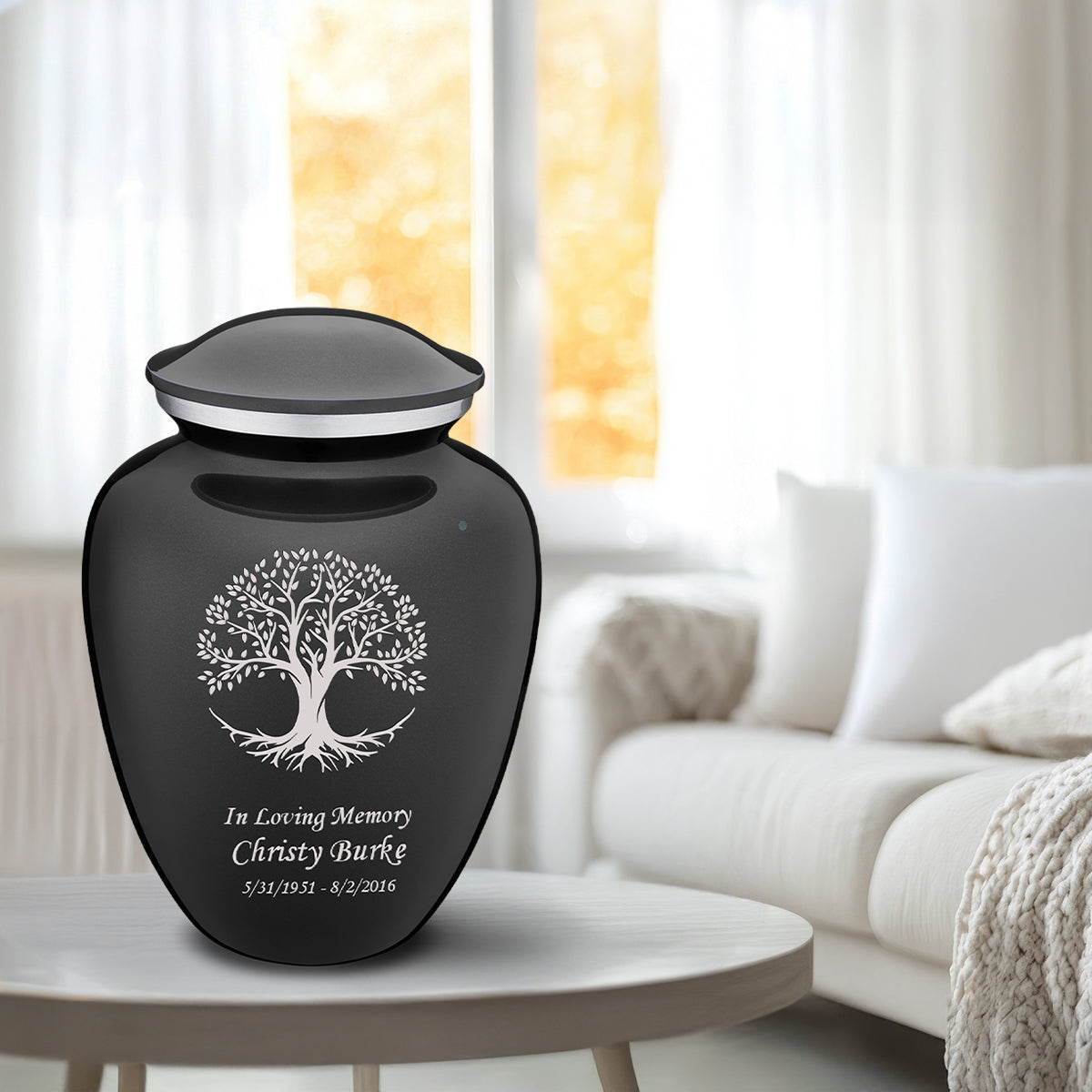 Adult Embrace Charcoal Tree of Life Cremation Urn